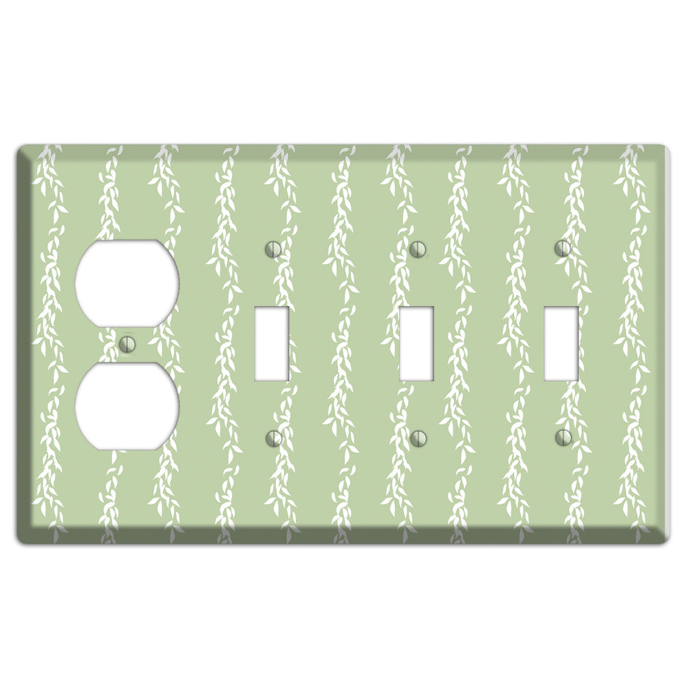 Leaves Style Z Duplex / 3 Toggle Wallplate