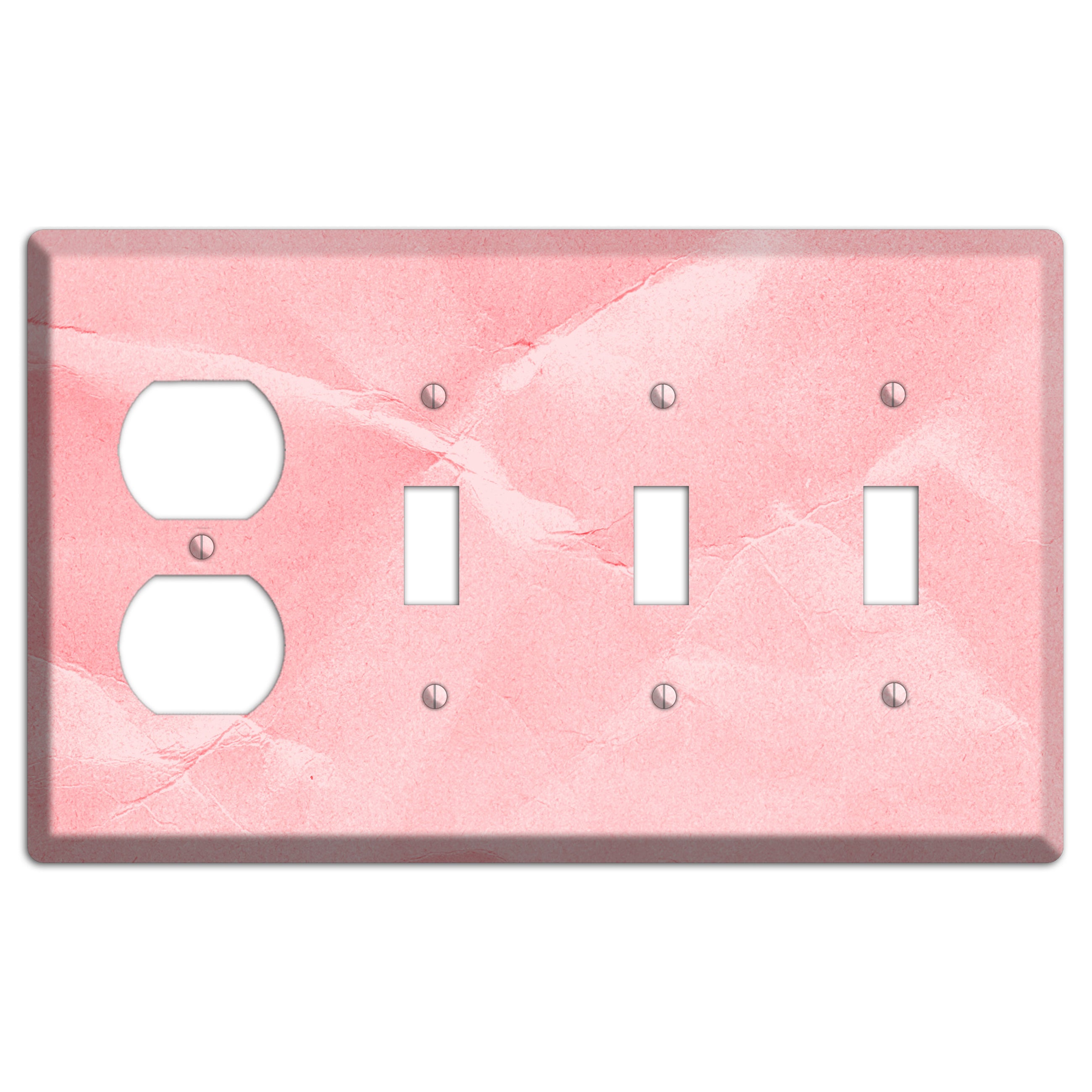 Pink Soft Coral Duplex / 3 Toggle Wallplate