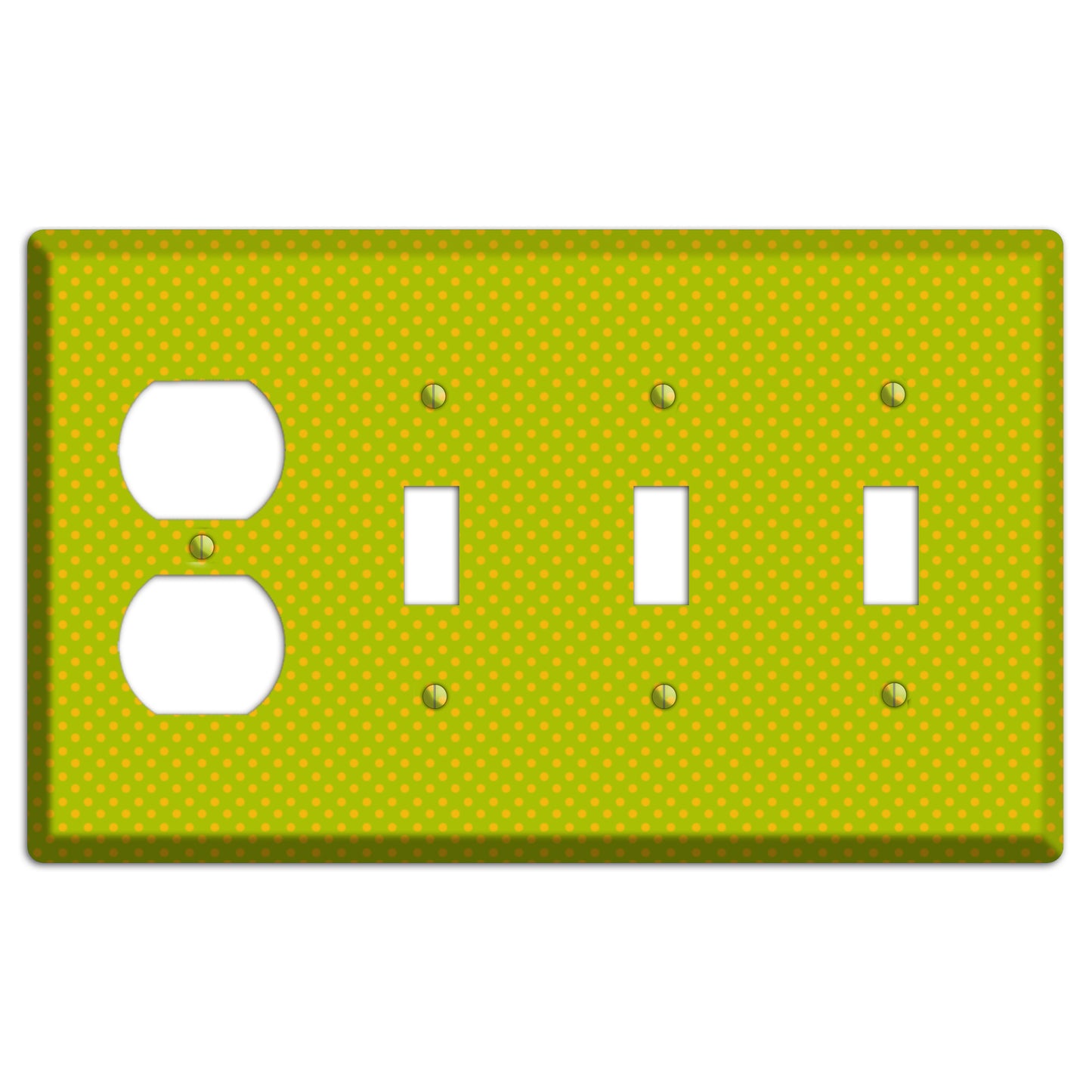 Multi Lime Tiny Polka Dots Duplex / 3 Toggle Wallplate