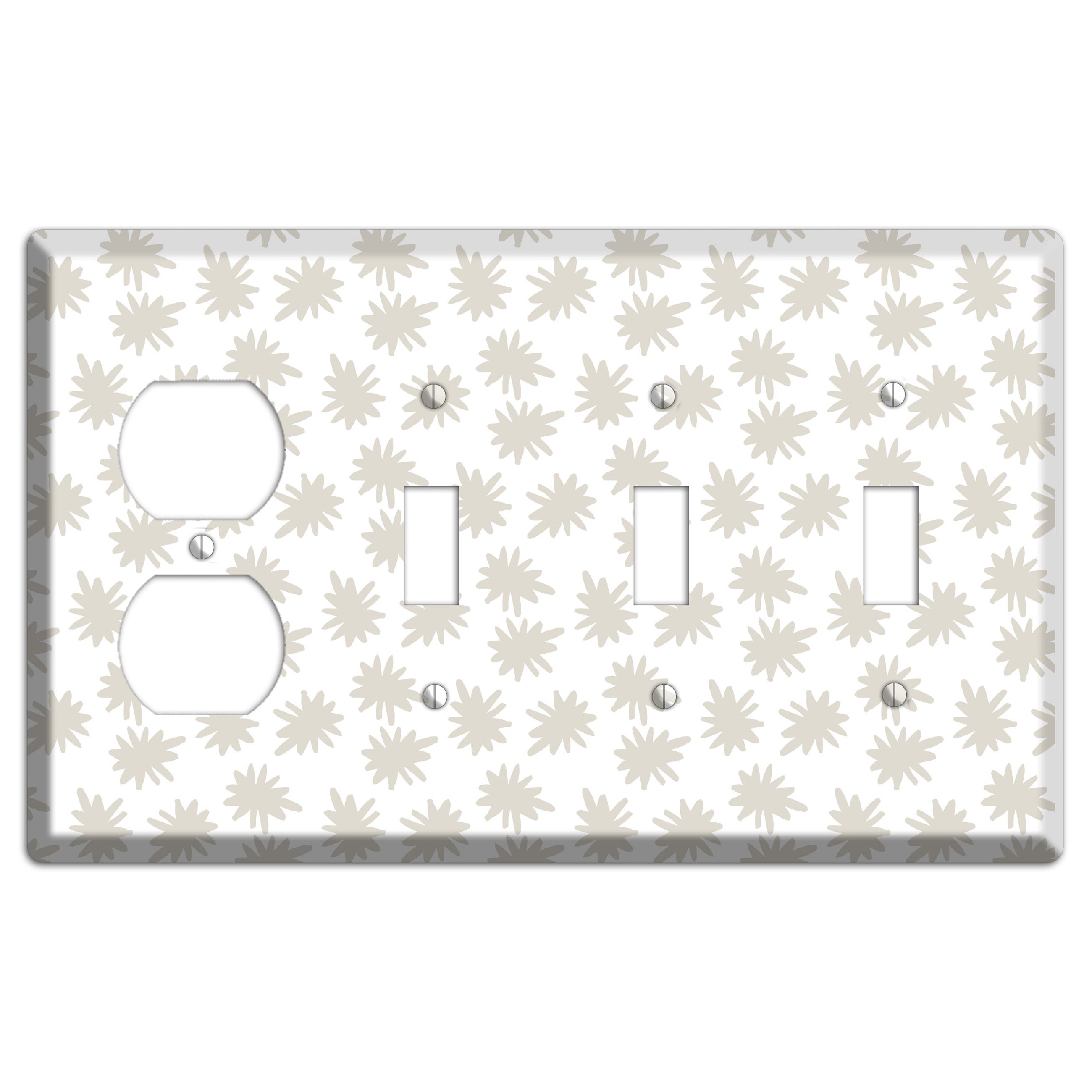 Simple Scandanavian Style CC Duplex / 3 Toggle Wallplate