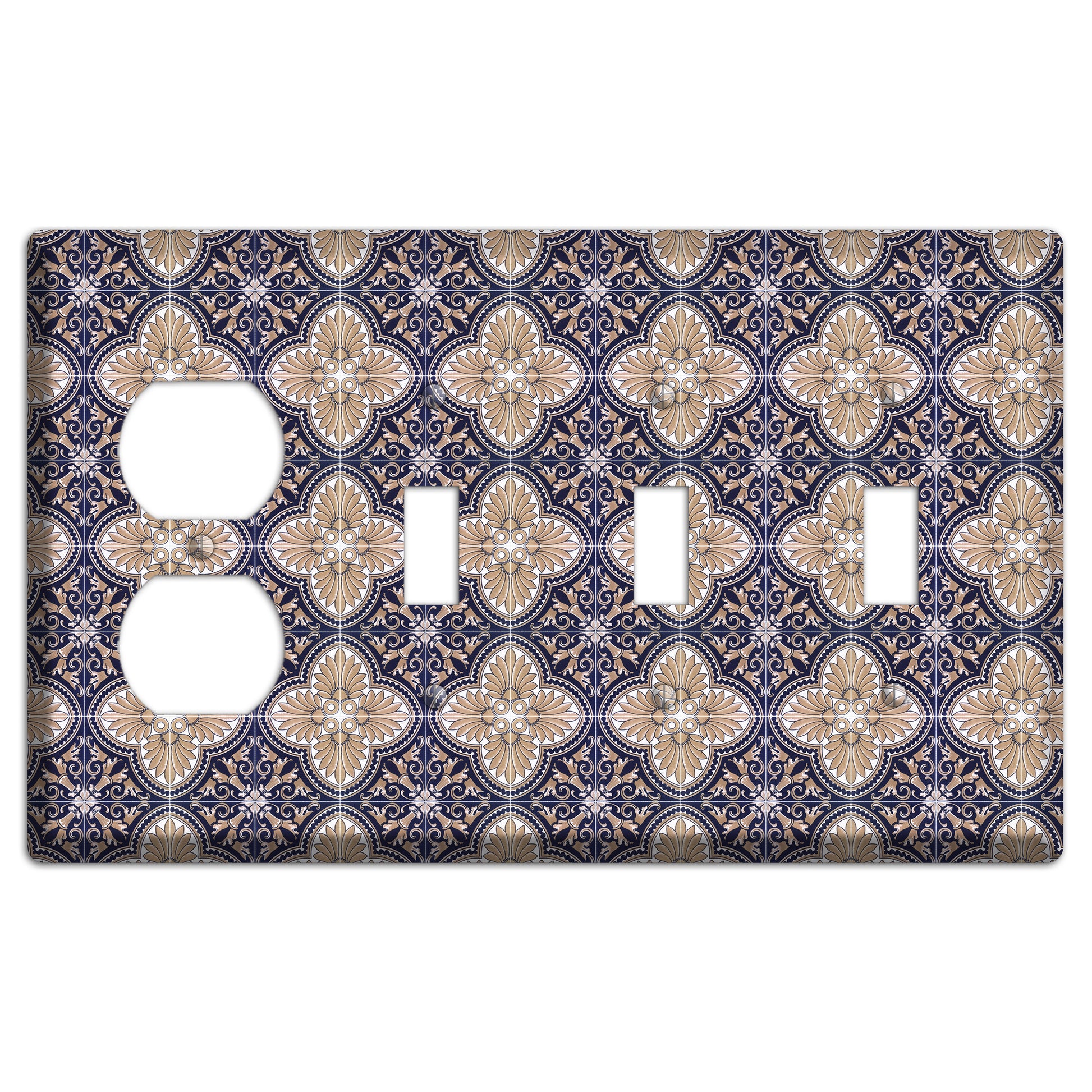 Tavira Tiles 4 Duplex / 3 Toggle Wallplate