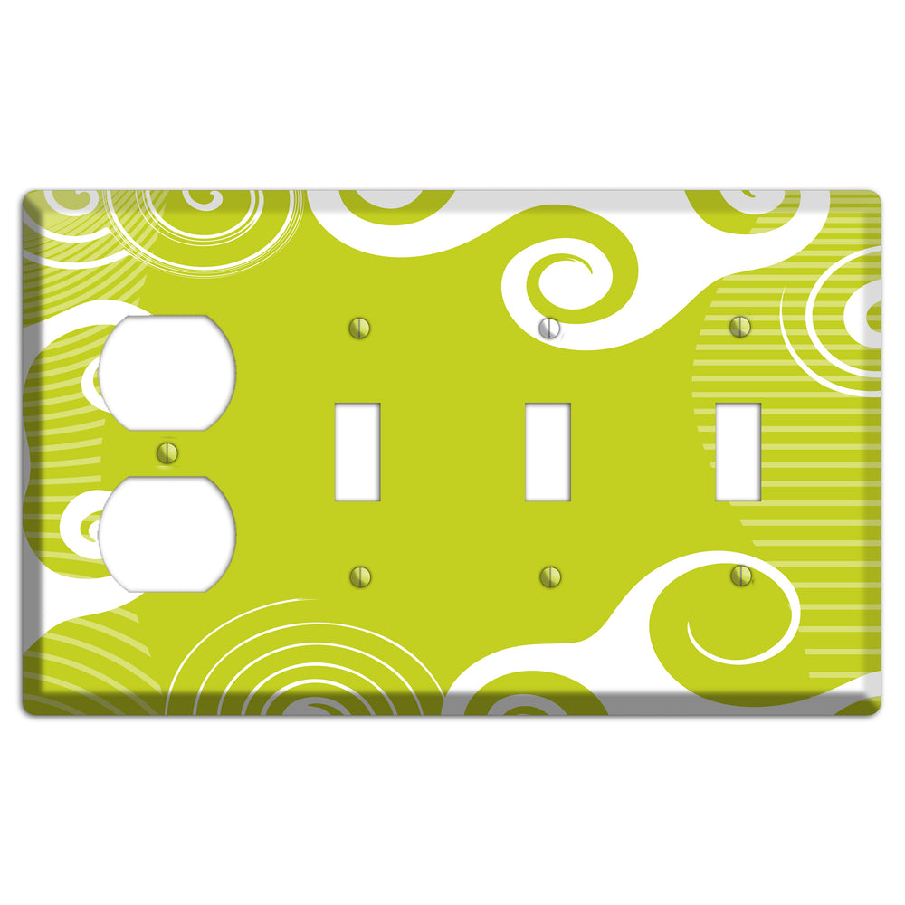 Abstract Green Duplex / 3 Toggle Wallplate