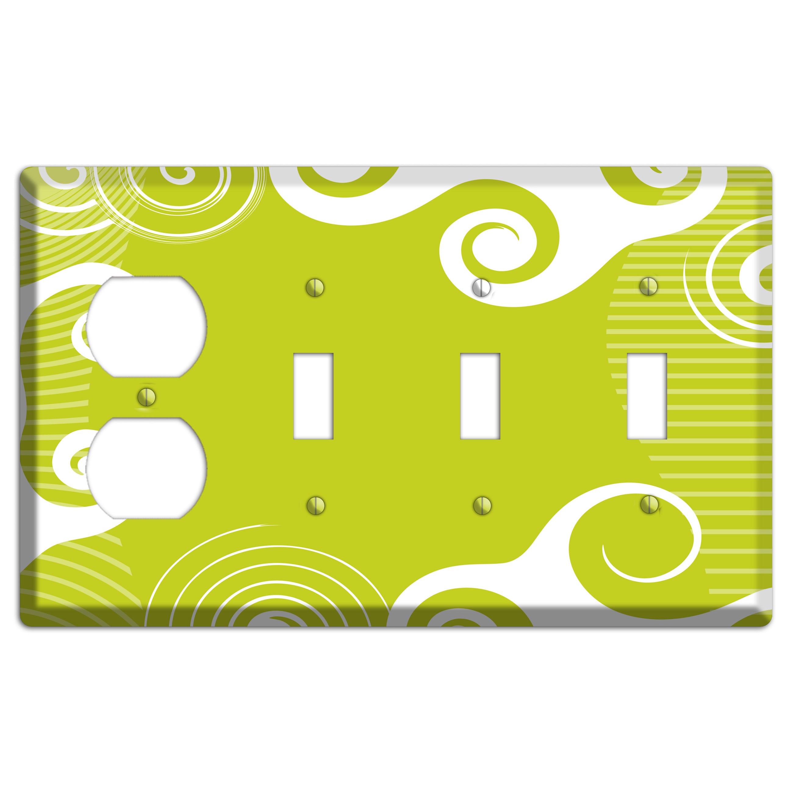 Abstract Green Duplex / 3 Toggle Wallplate