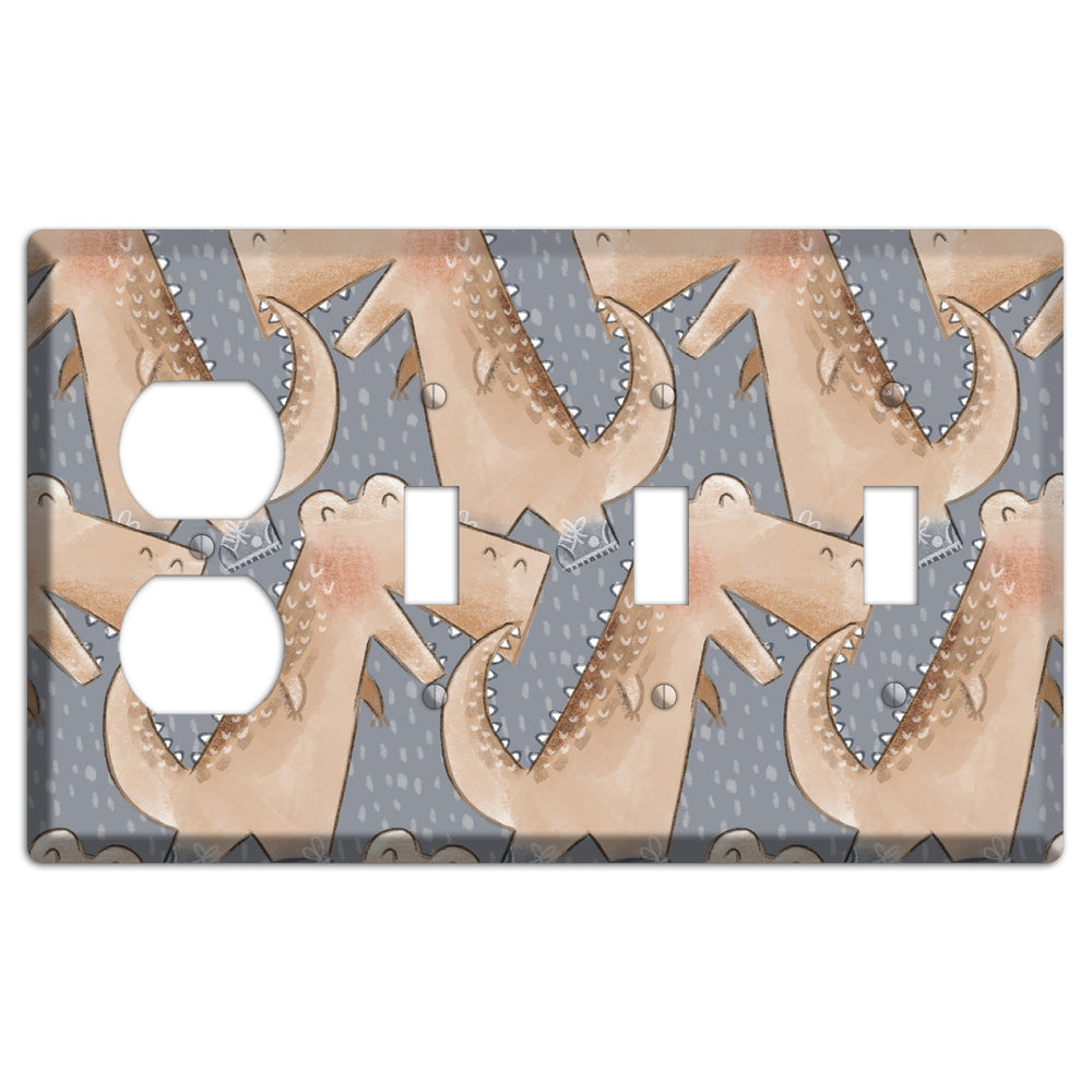 Alligator March Duplex / 3 Toggle Wallplate