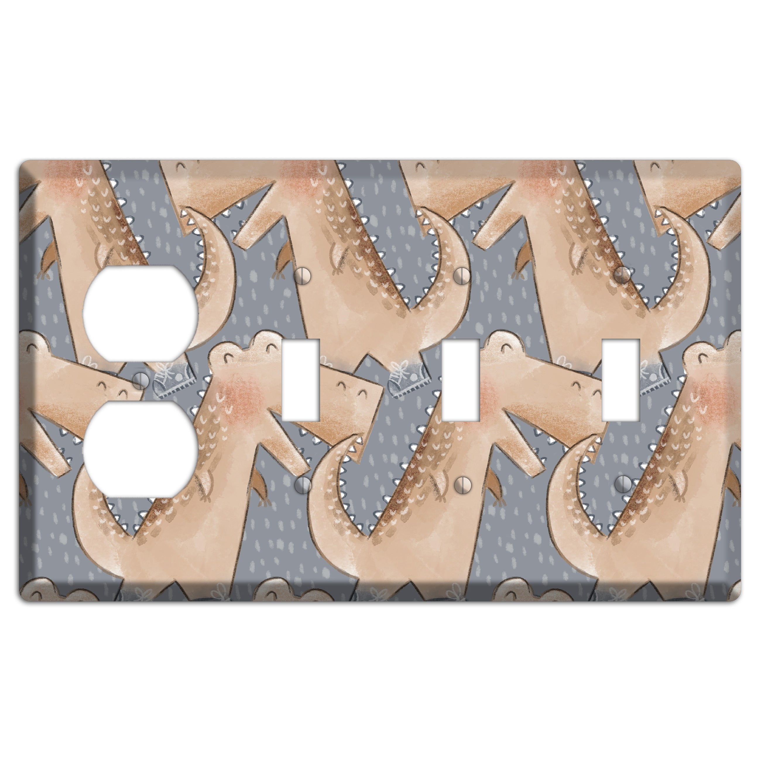 Alligator March Duplex / 3 Toggle Wallplate