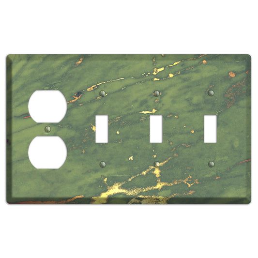 Limed Ash Marble Duplex / 3 Toggle Wallplate