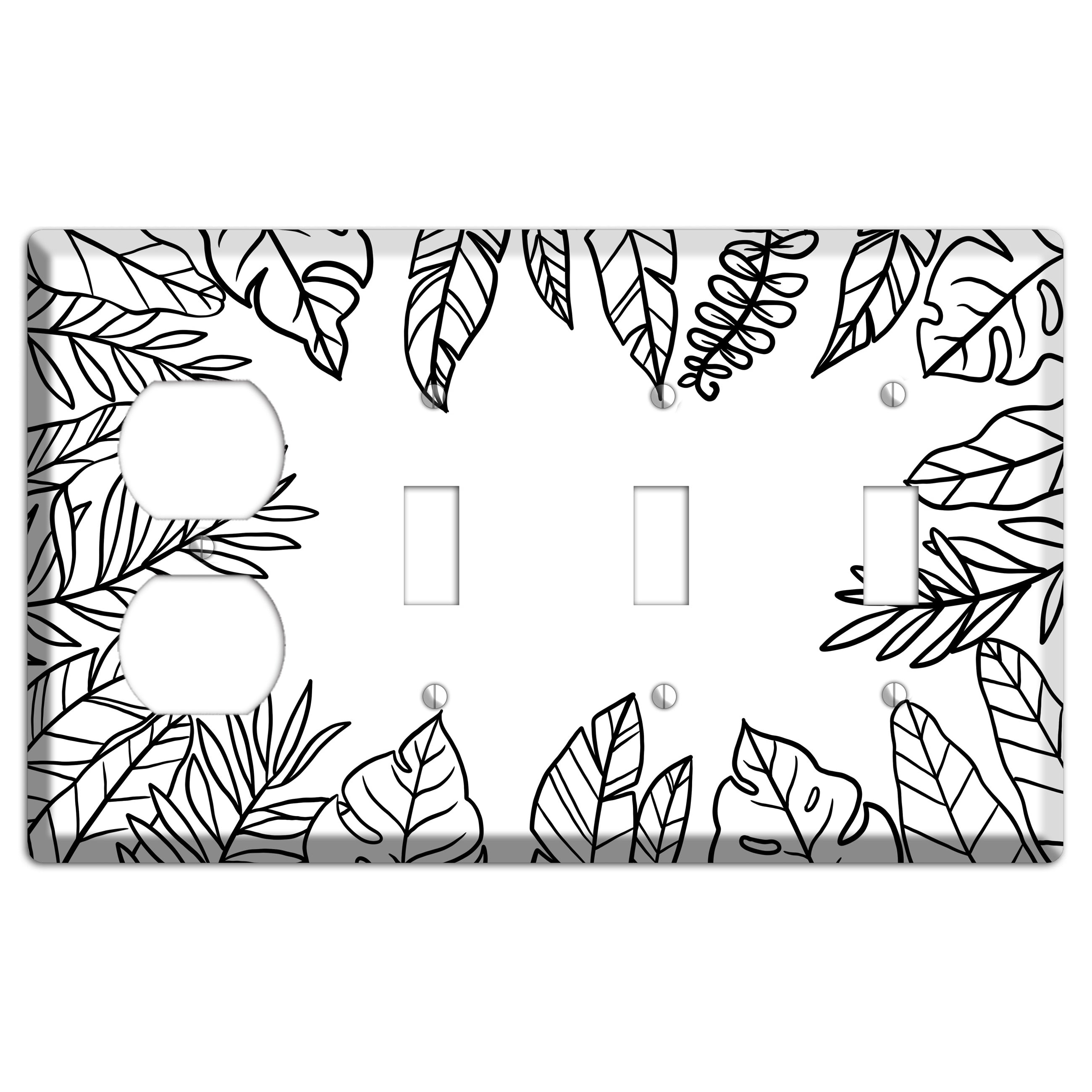Hand-Drawn Leaves 5 Duplex / 3 Toggle Wallplate