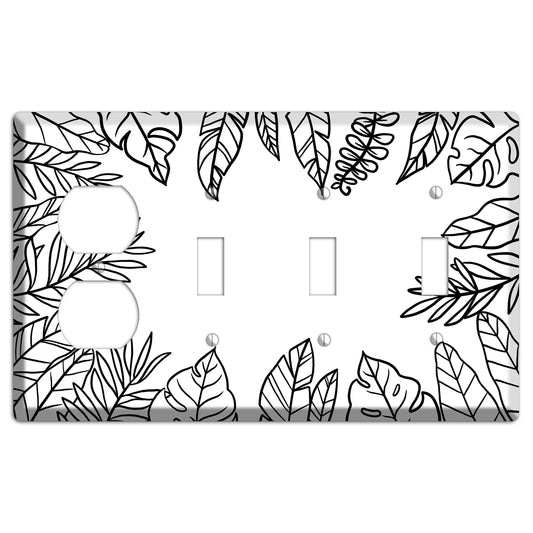 Hand-Drawn Leaves 5 Duplex / 3 Toggle Wallplate