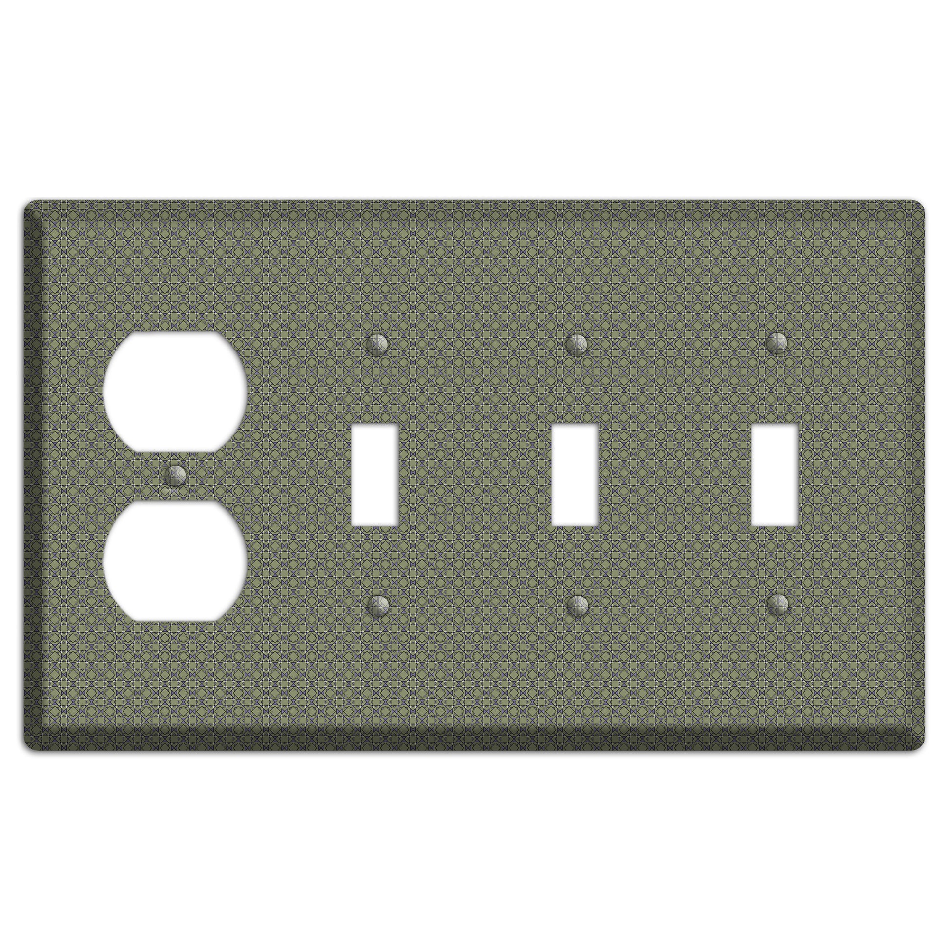 Multi Olive Foulard Duplex / 3 Toggle Wallplate