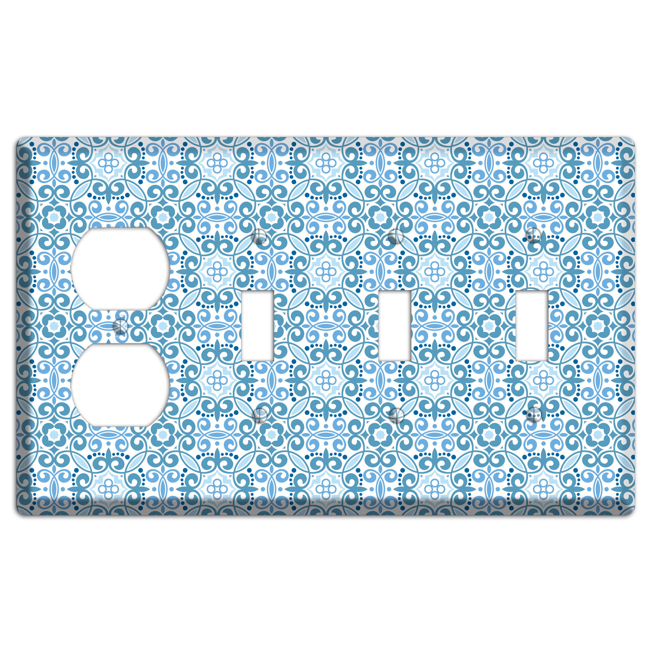 Multi Blue Foulard Duplex / 3 Toggle Wallplate