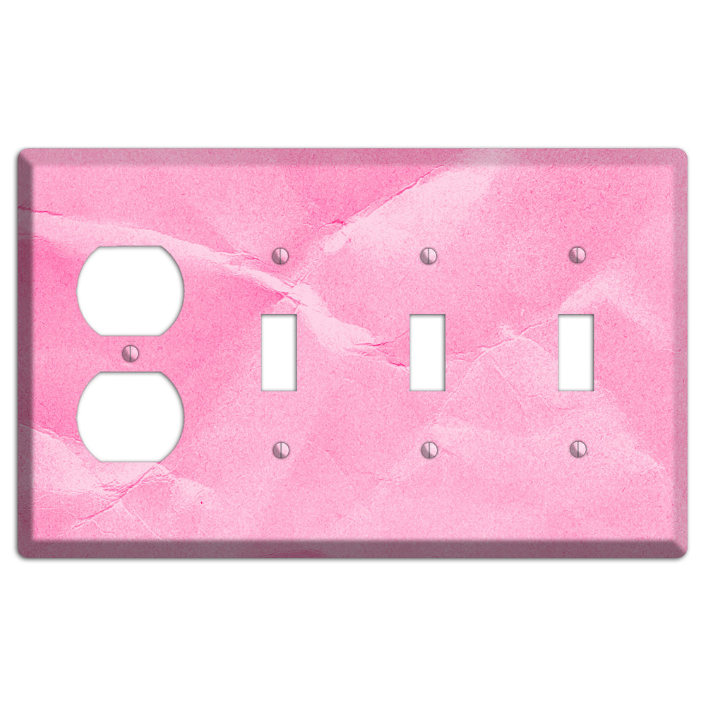 Carnation Pink Texture Duplex / 3 Toggle Wallplate