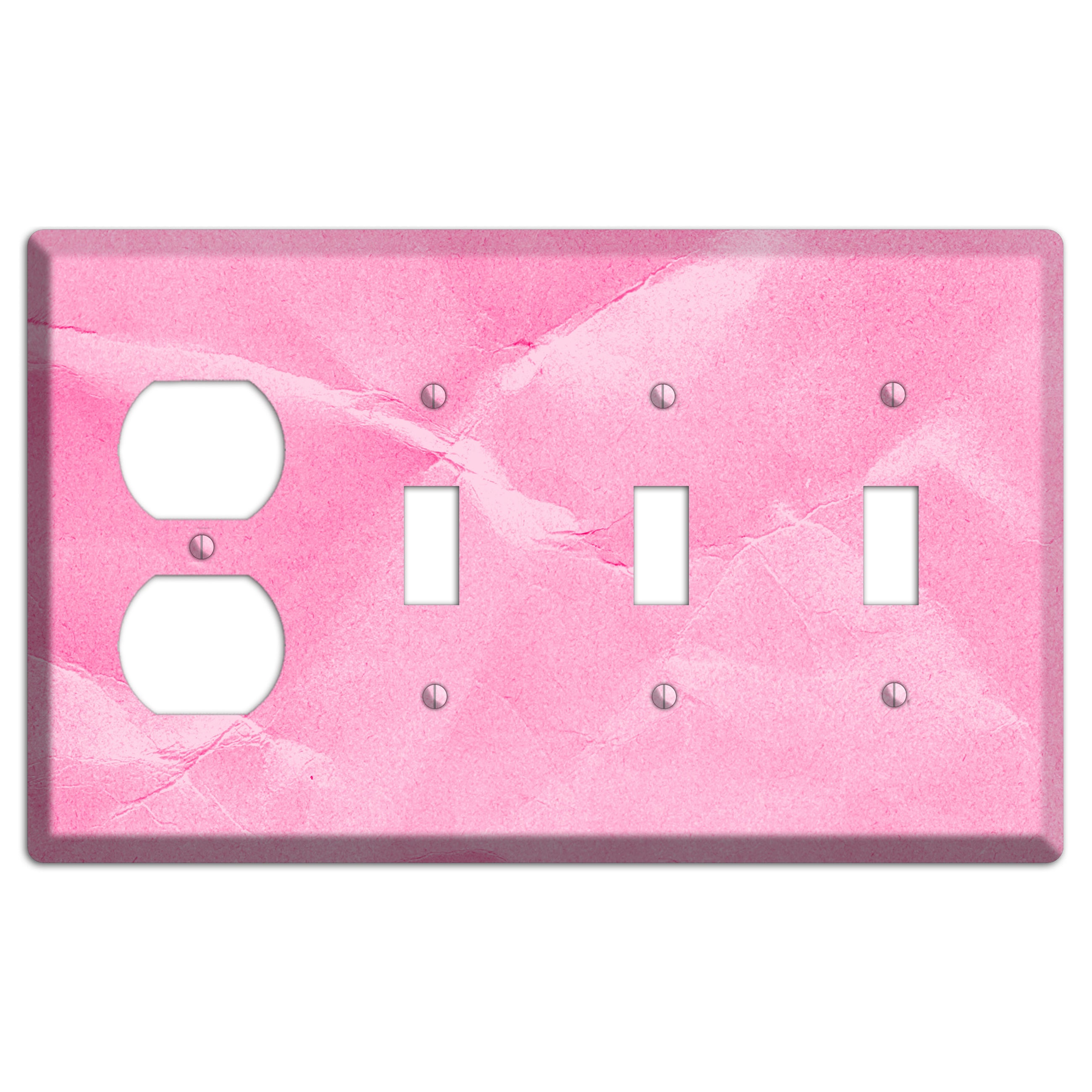 Carnation Pink Texture Duplex / 3 Toggle Wallplate