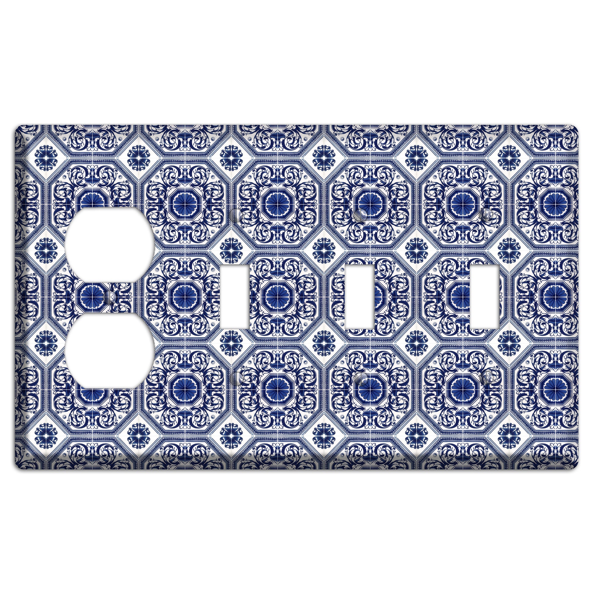 Tavira Tiles 1 Duplex / 3 Toggle Wallplate
