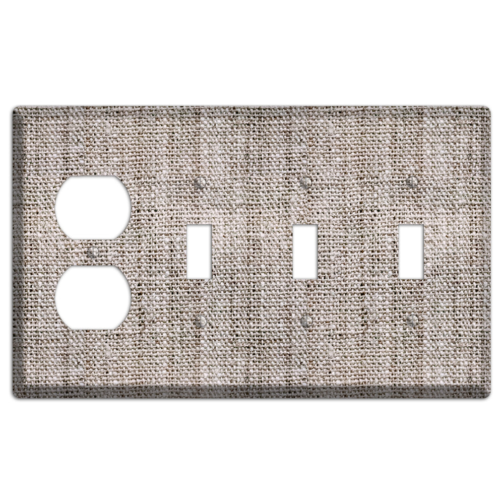 Natural Gray Burlap Duplex / 3 Toggle Wallplate