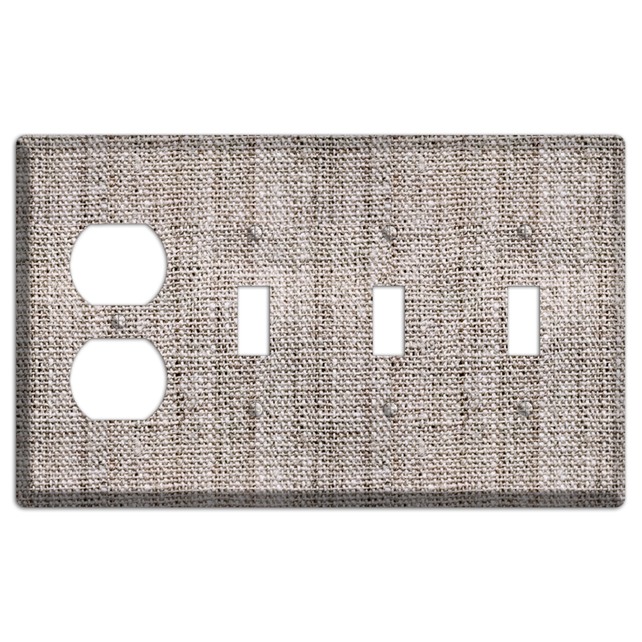 Natural Gray Burlap Duplex / 3 Toggle Wallplate