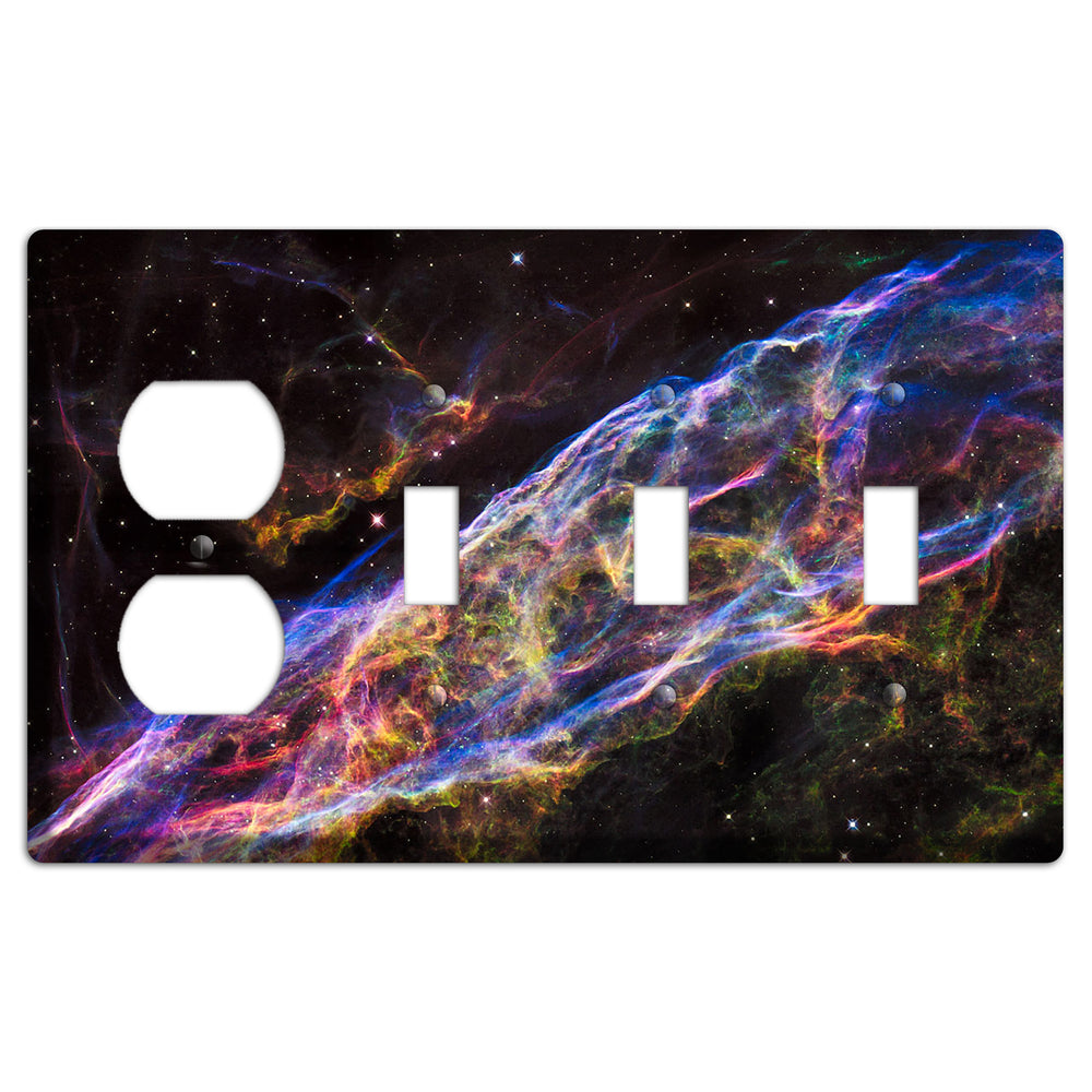 Veil Nebula Duplex / 3 Toggle Wallplate