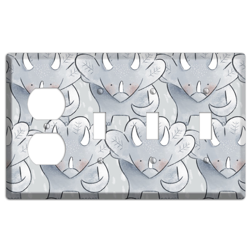 Triceratops Duplex / 3 Toggle Wallplate