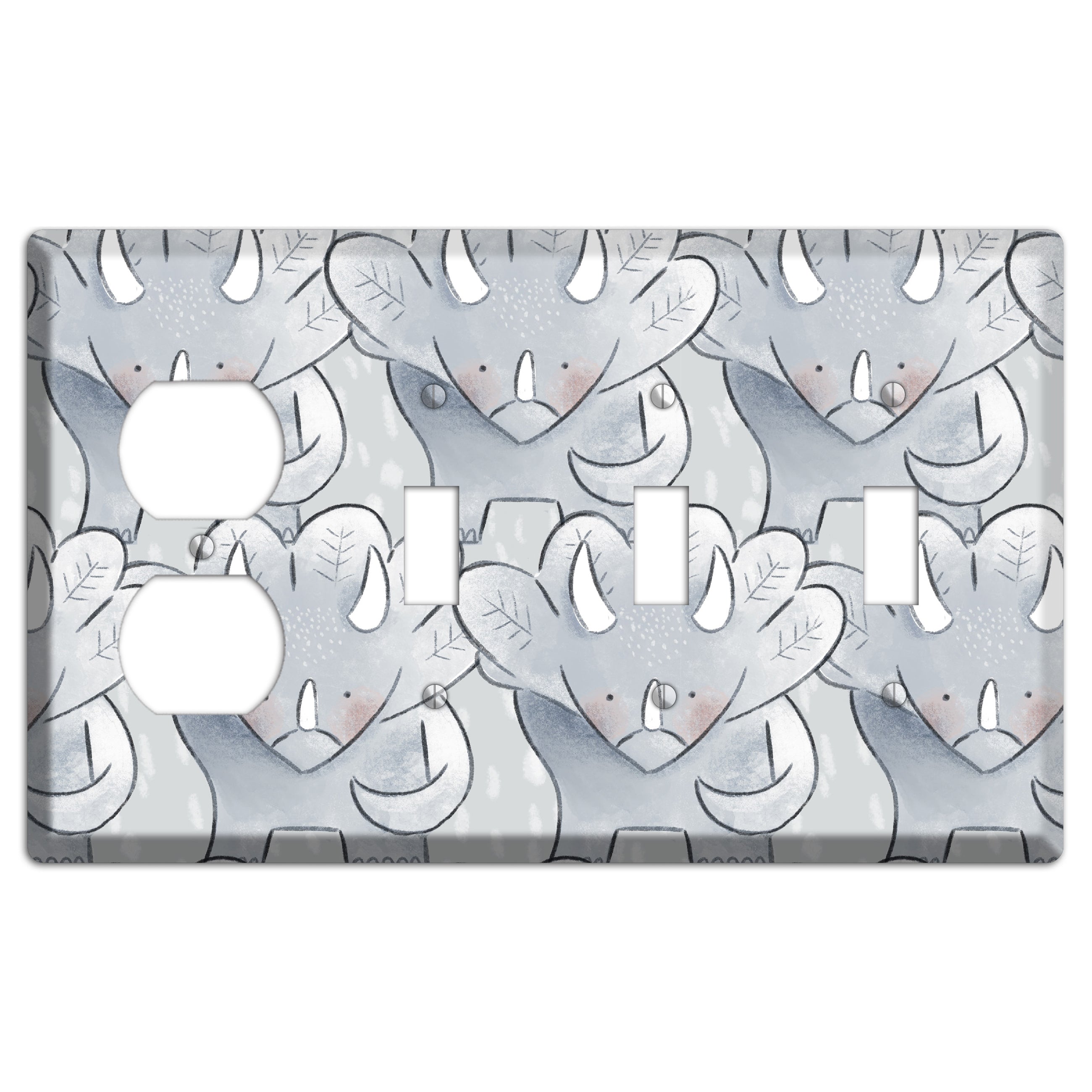 Triceratops Duplex / 3 Toggle Wallplate
