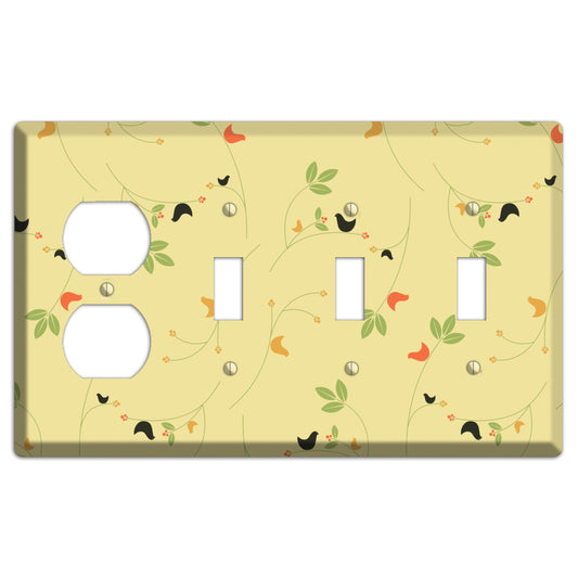Delicate Yellow Flowers Duplex / 3 Toggle Wallplate