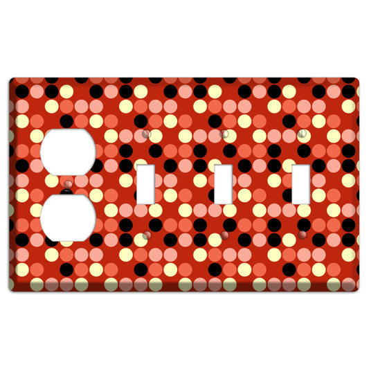 Multi Color Red Dots Duplex / 3 Toggle Wallplate