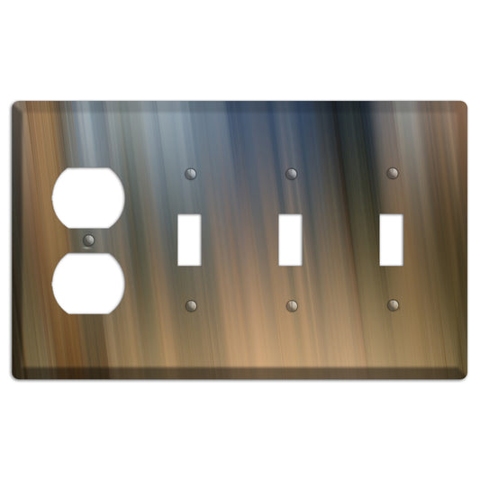 Brown and Blue-grey Ray of Light Duplex / 3 Toggle Wallplate