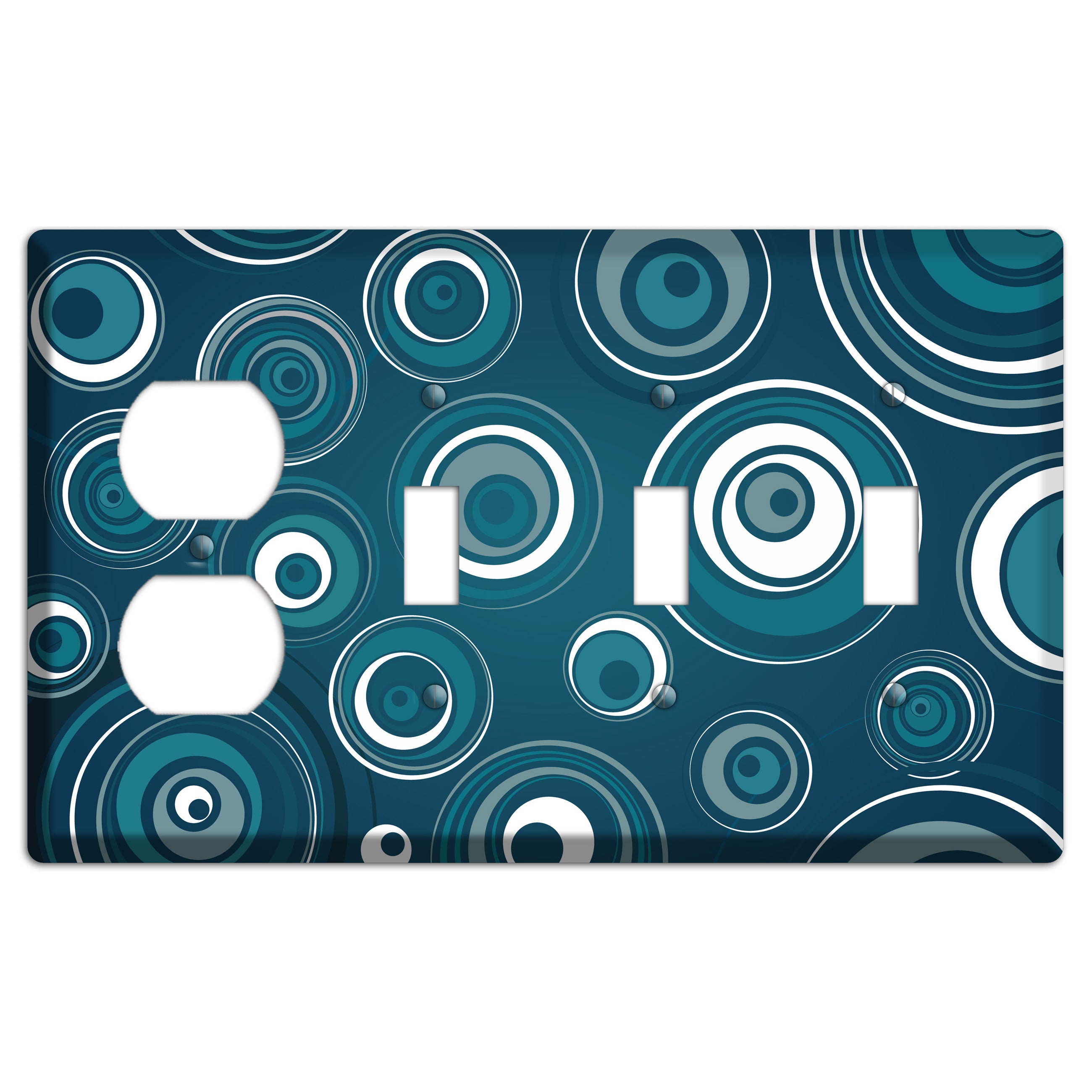 Blue Circles Duplex / 3 Toggle Wallplate
