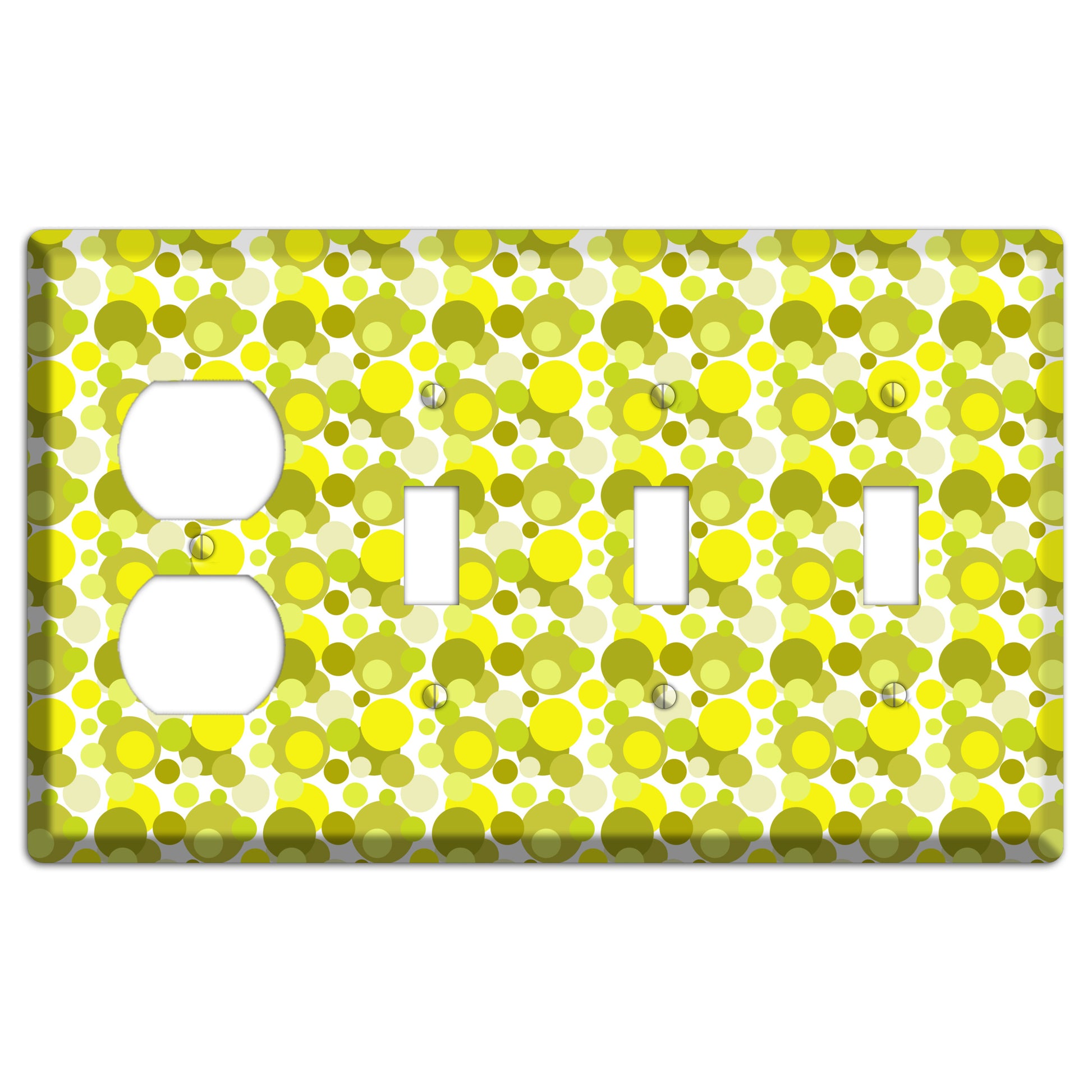 Multi Olive Bubble Dots Duplex / 3 Toggle Wallplate