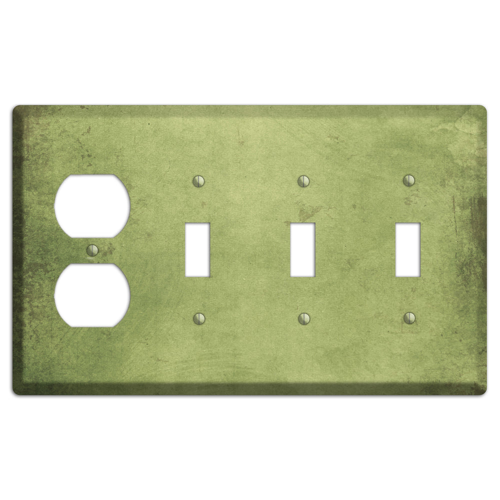 Green Smoke Vintage Grunge Duplex / 3 Toggle Wallplate