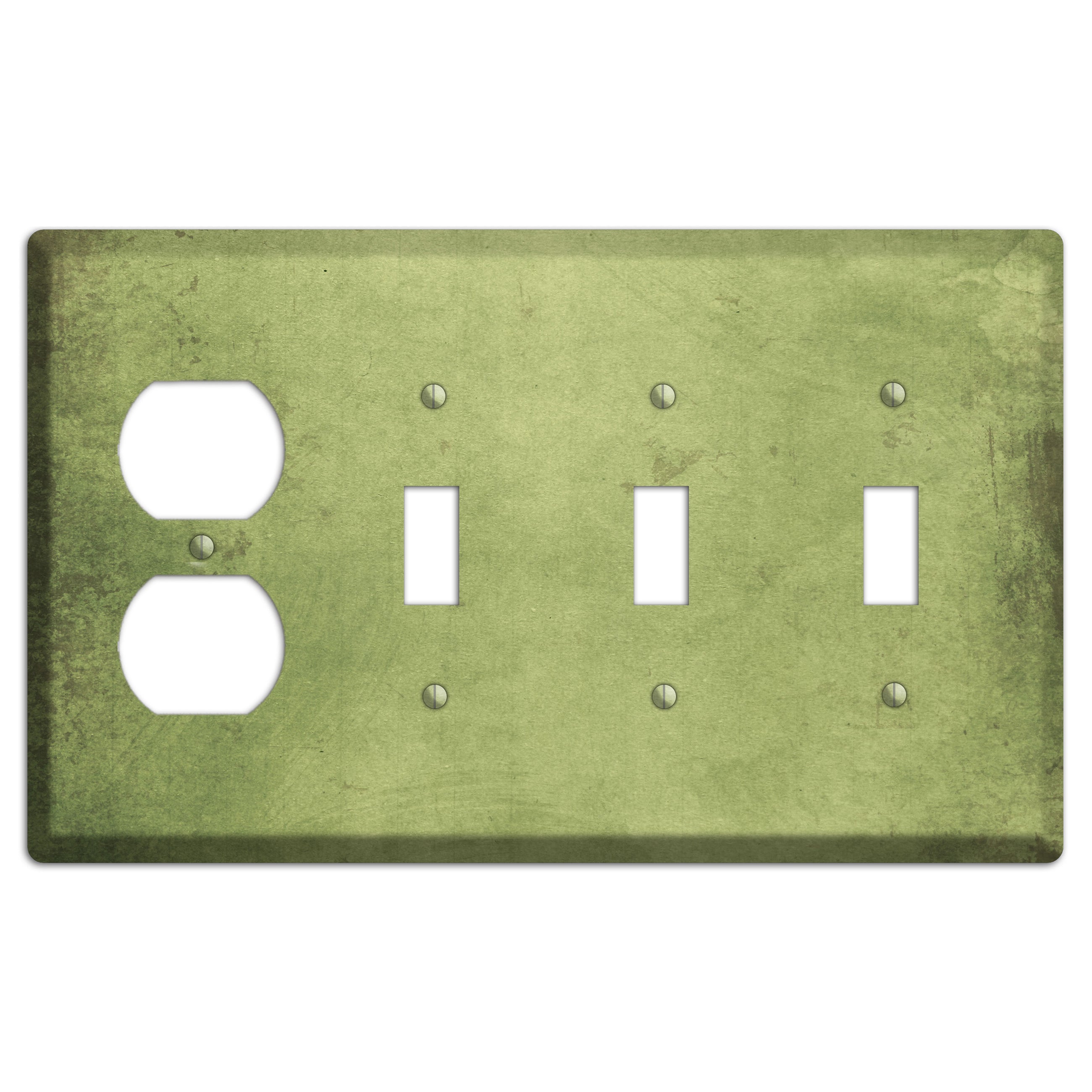 Green Smoke Vintage Grunge Duplex / 3 Toggle Wallplate