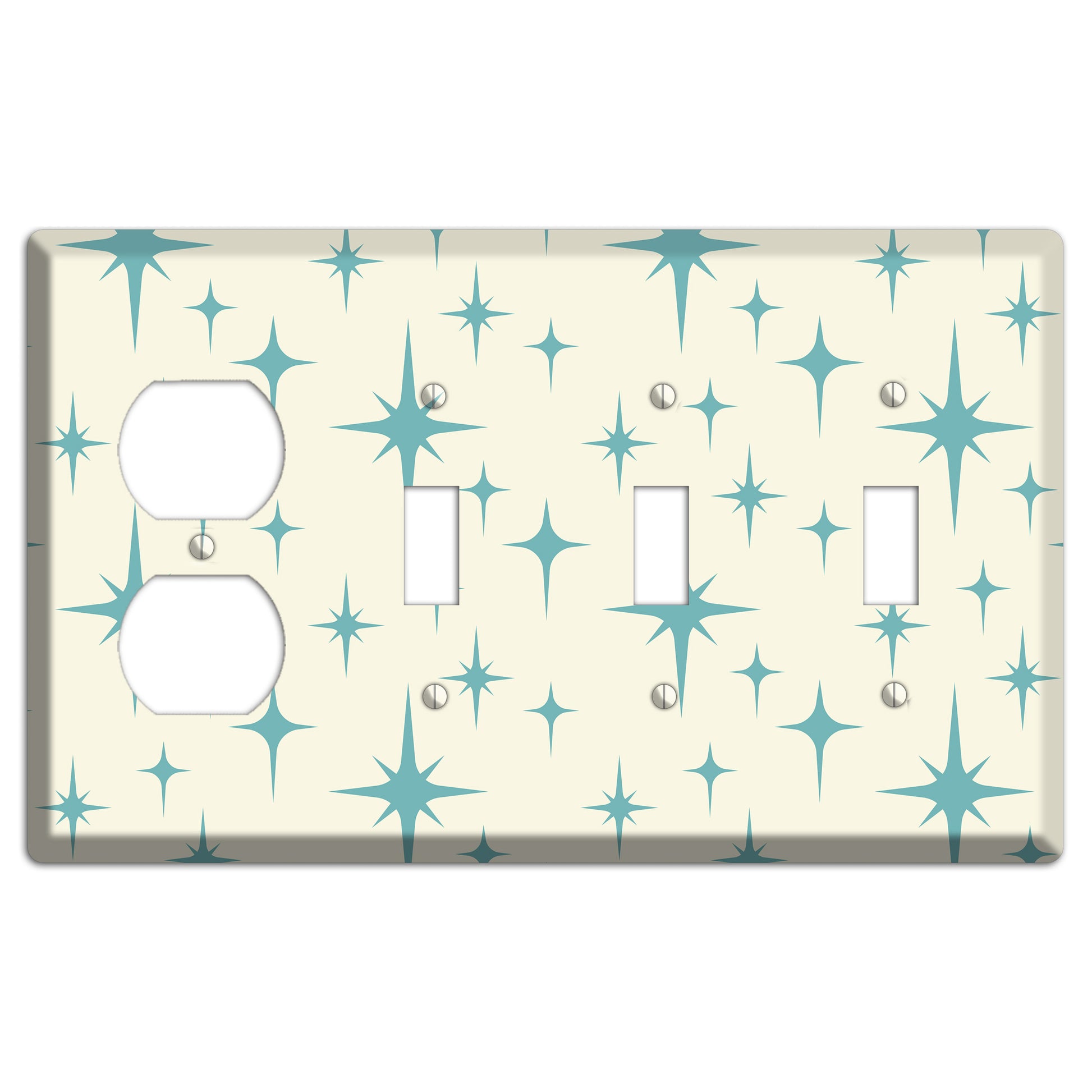 Yellow Atomic Star Duplex / 3 Toggle Wallplate