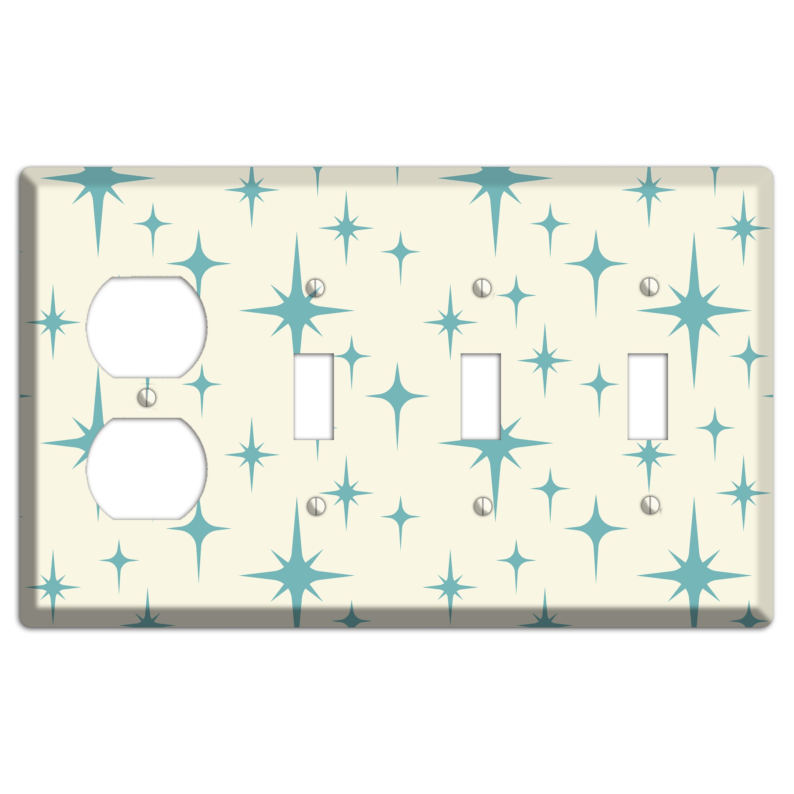 Yellow Atomic Star Duplex / 3 Toggle Wallplate