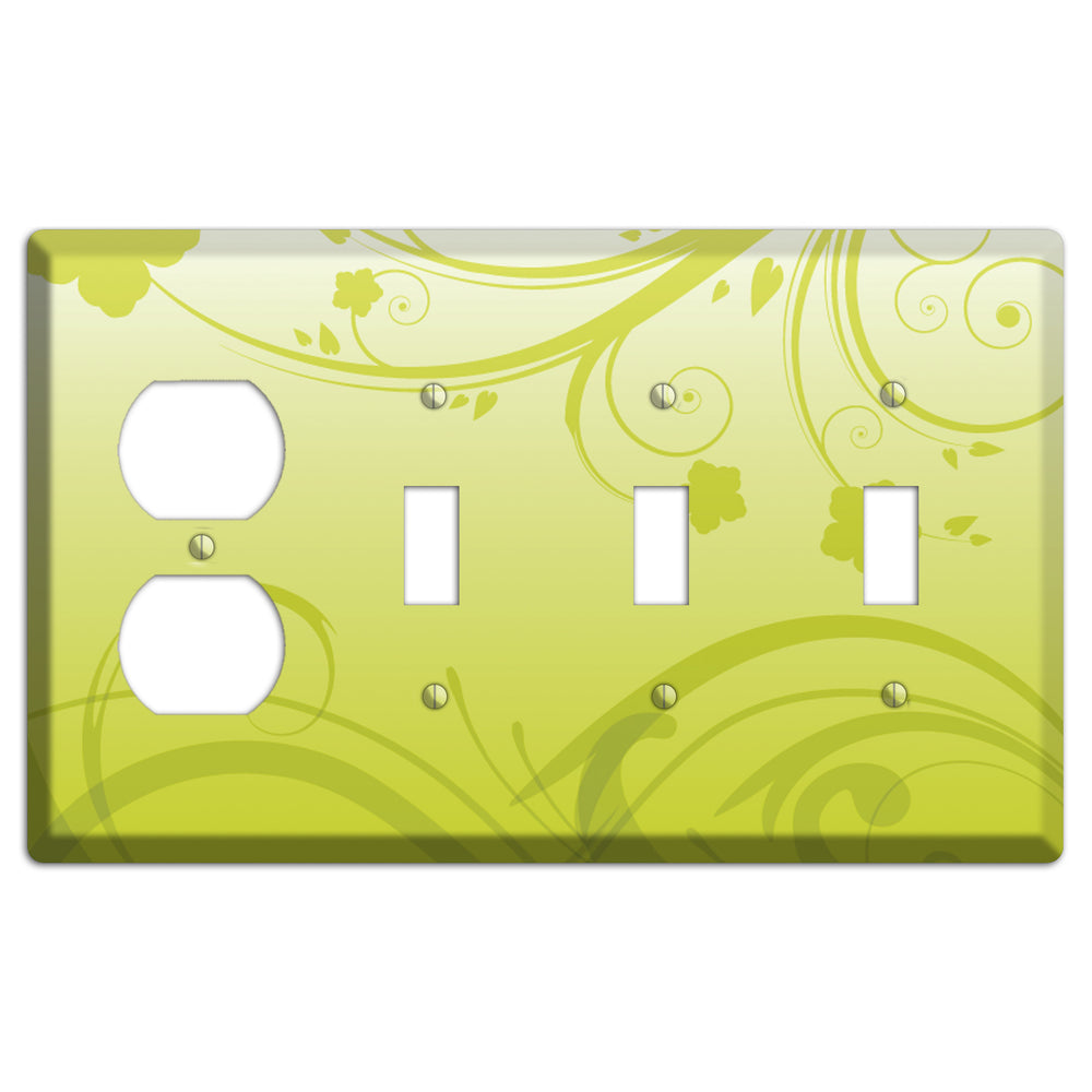 Green Swirls Duplex / 3 Toggle Wallplate