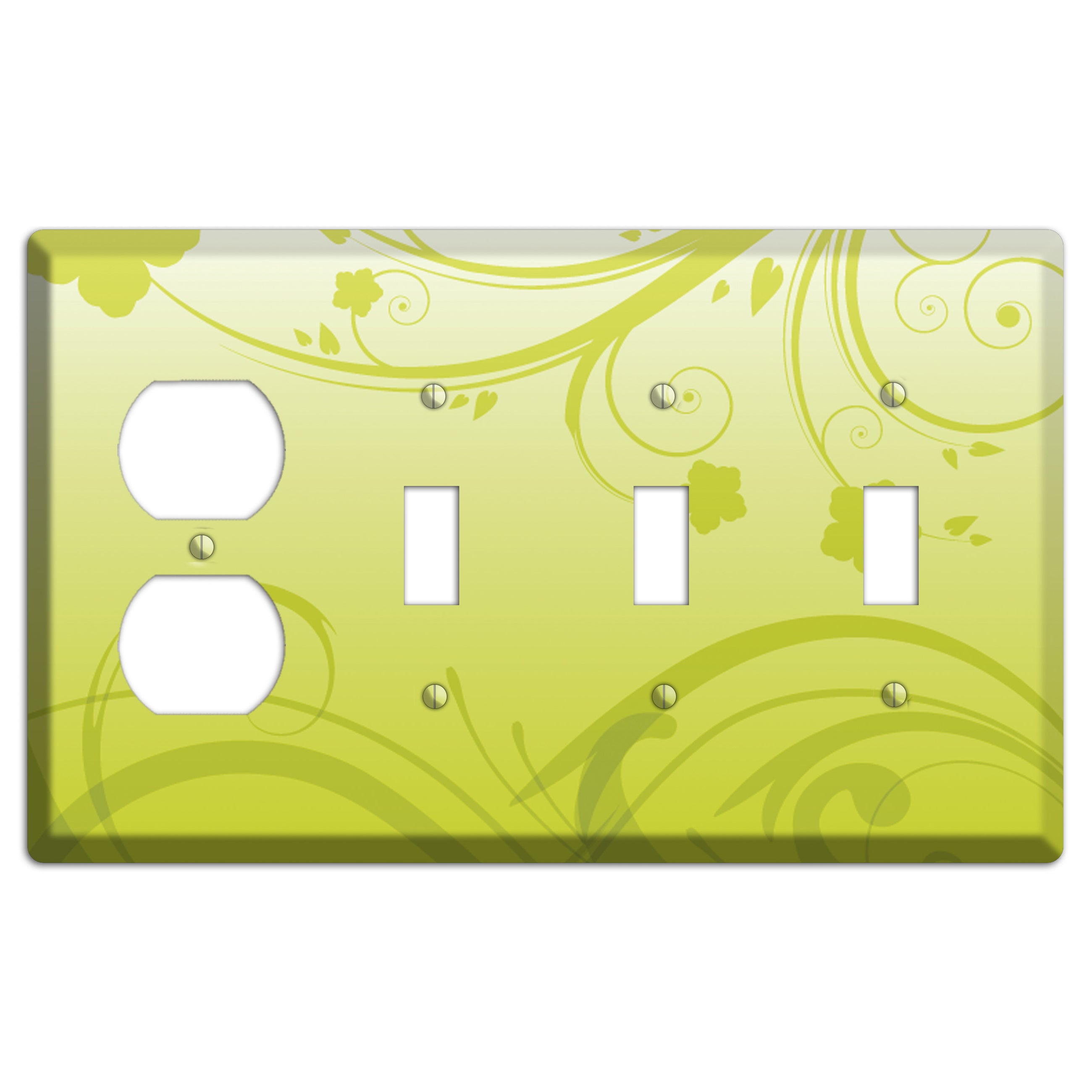 Green Swirls Duplex / 3 Toggle Wallplate