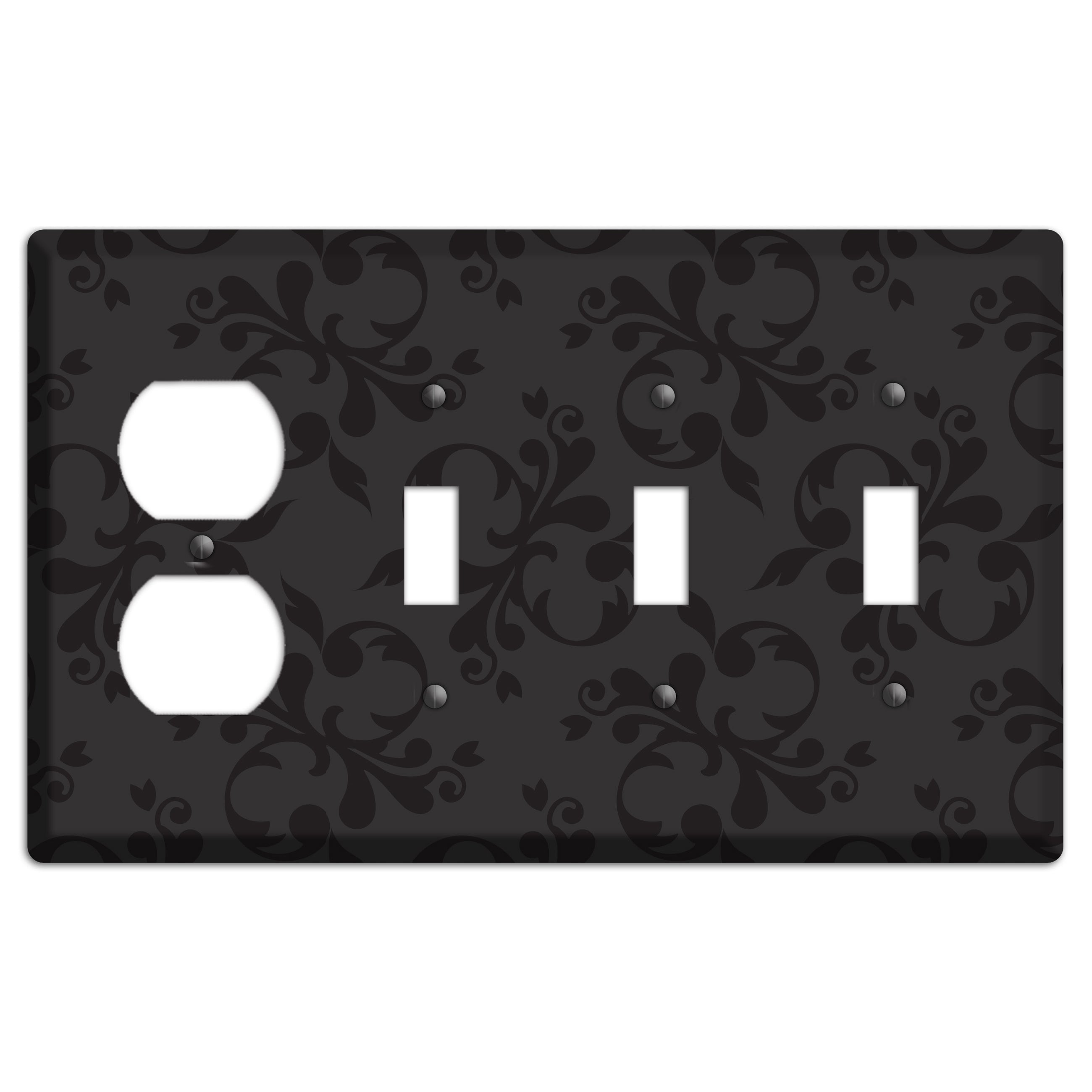 Black Victorian Toile Duplex / 3 Toggle Wallplate