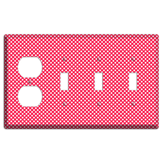 Fuschia with Pink Tiny Polka Dots Duplex / 3 Toggle Wallplate