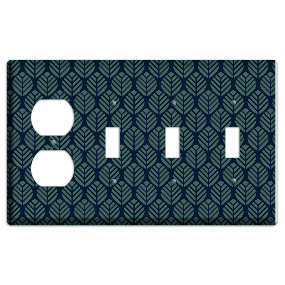 Leaves Style T Duplex / 3 Toggle Wallplate