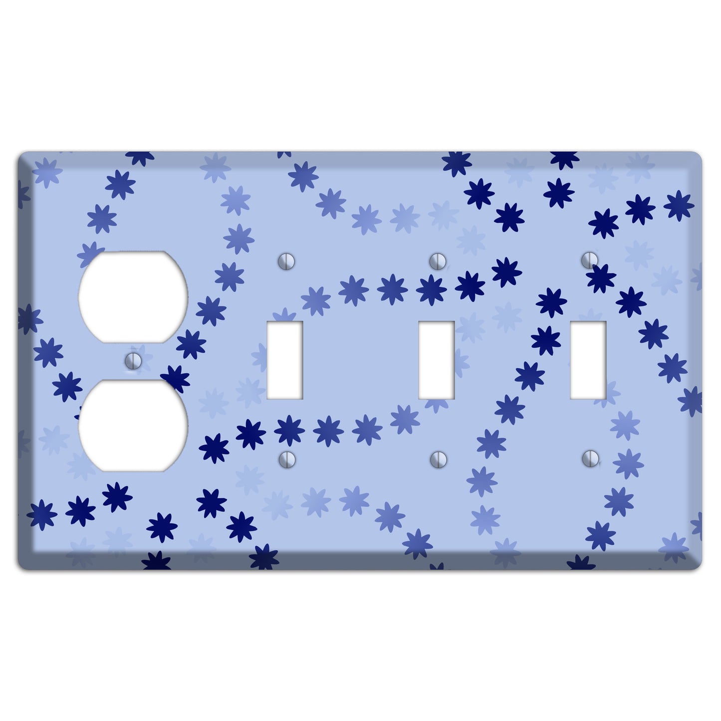 Periwinkle with Blue Constellation Duplex / 3 Toggle Wallplate
