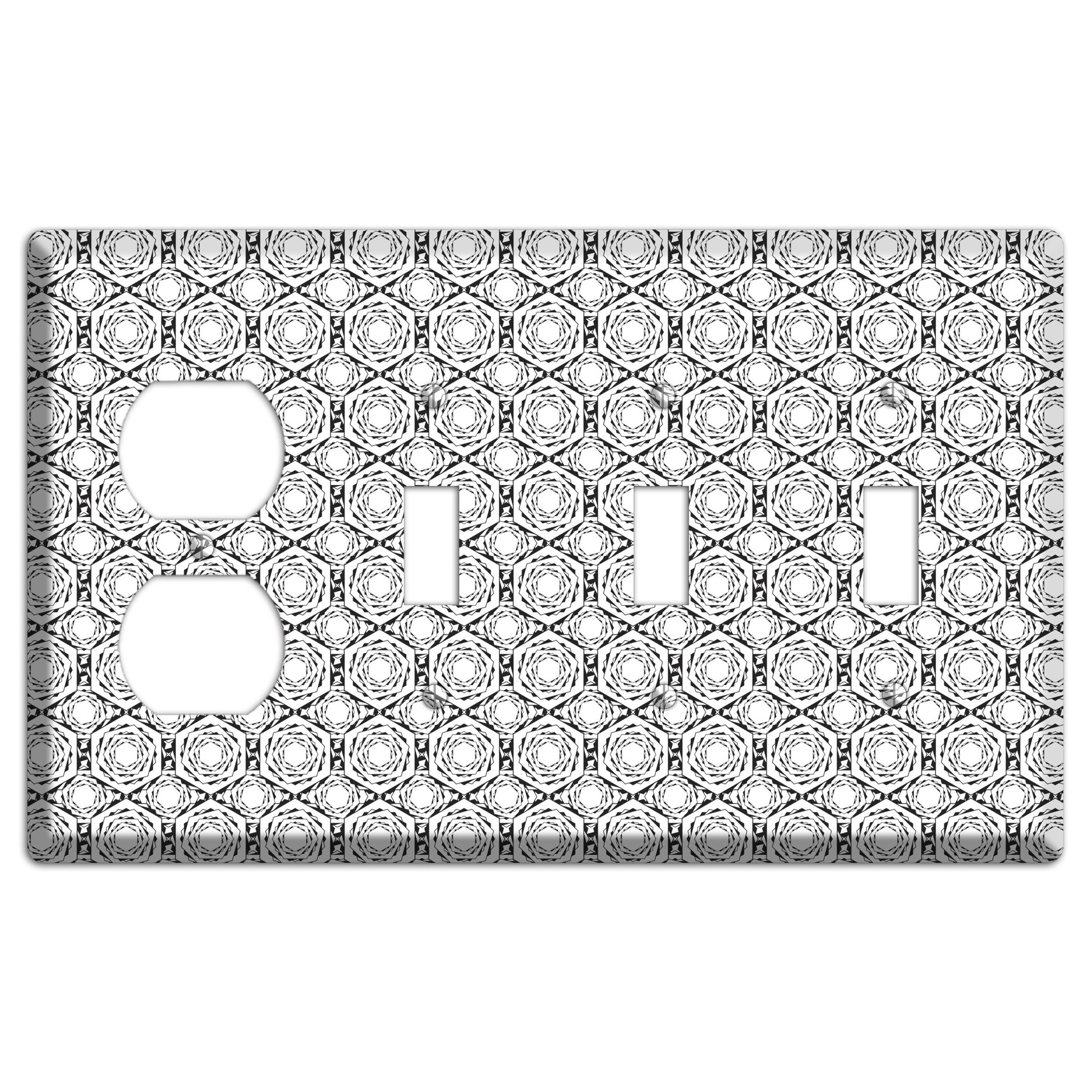 Overlay Hexagon Rotation Repeat Duplex / 3 Toggle Wallplate