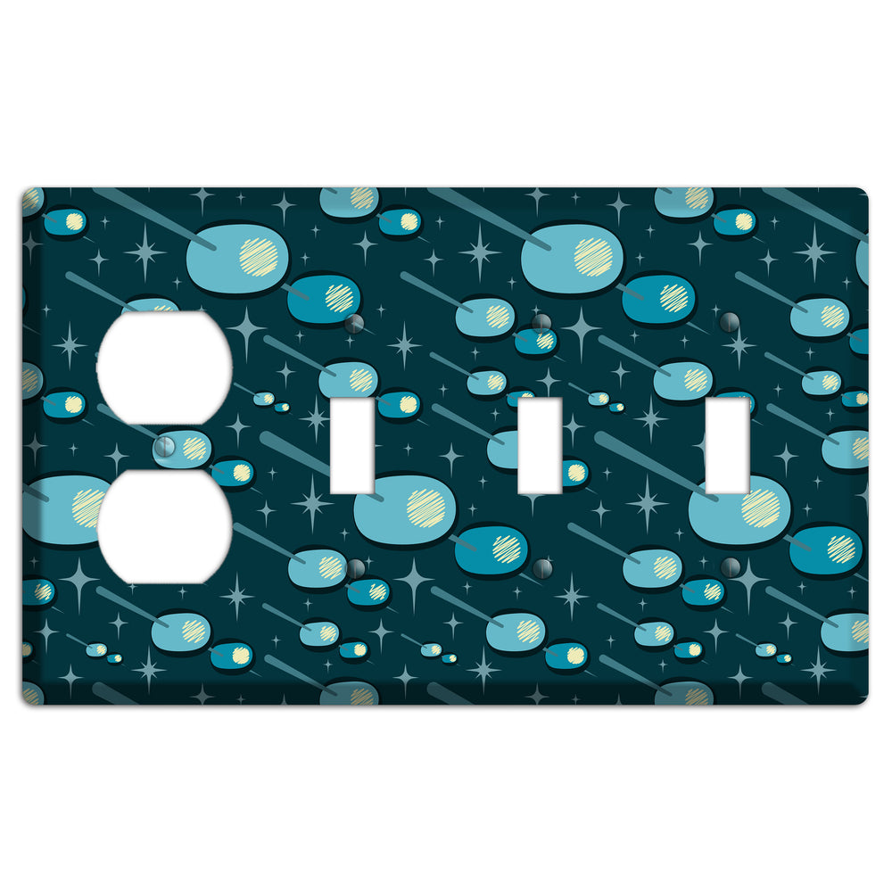 Navy Olives Duplex / 3 Toggle Wallplate