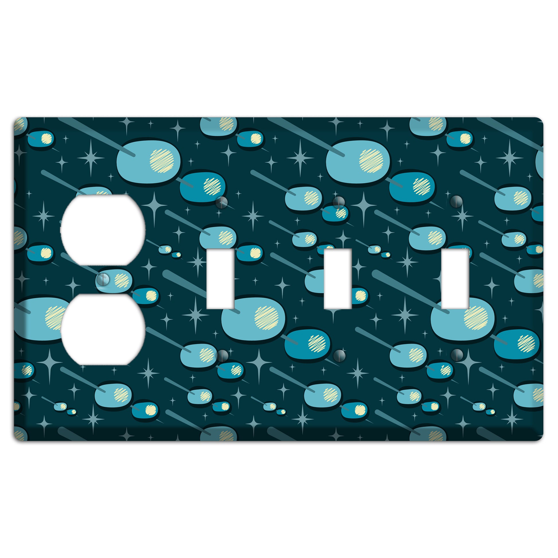Navy Olives Duplex / 3 Toggle Wallplate
