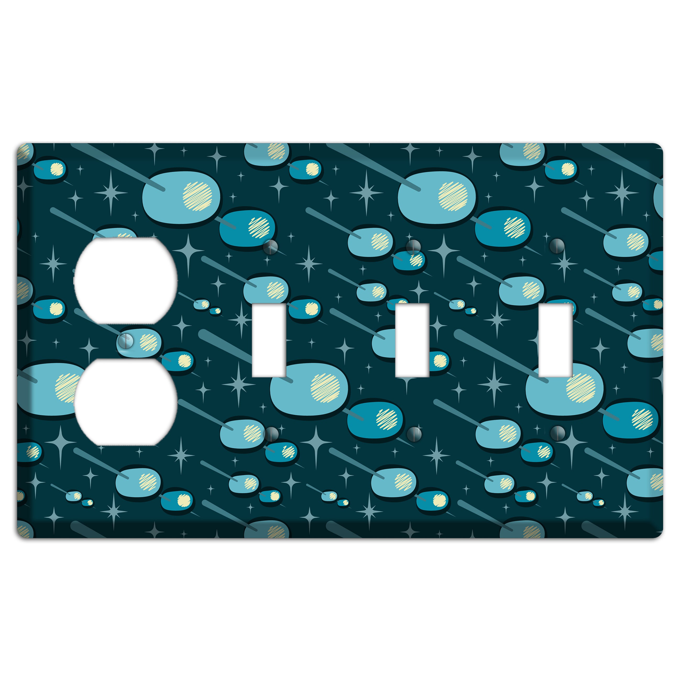 Navy Olives Duplex / 3 Toggle Wallplate
