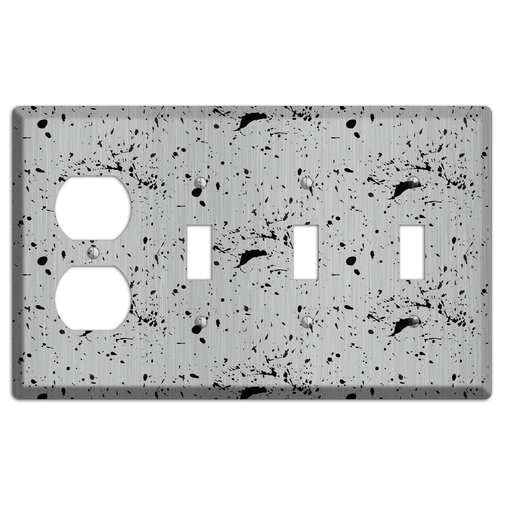 Ink Splash 5 Stainless Steel Duplex / 3 Toggle Wallplate
