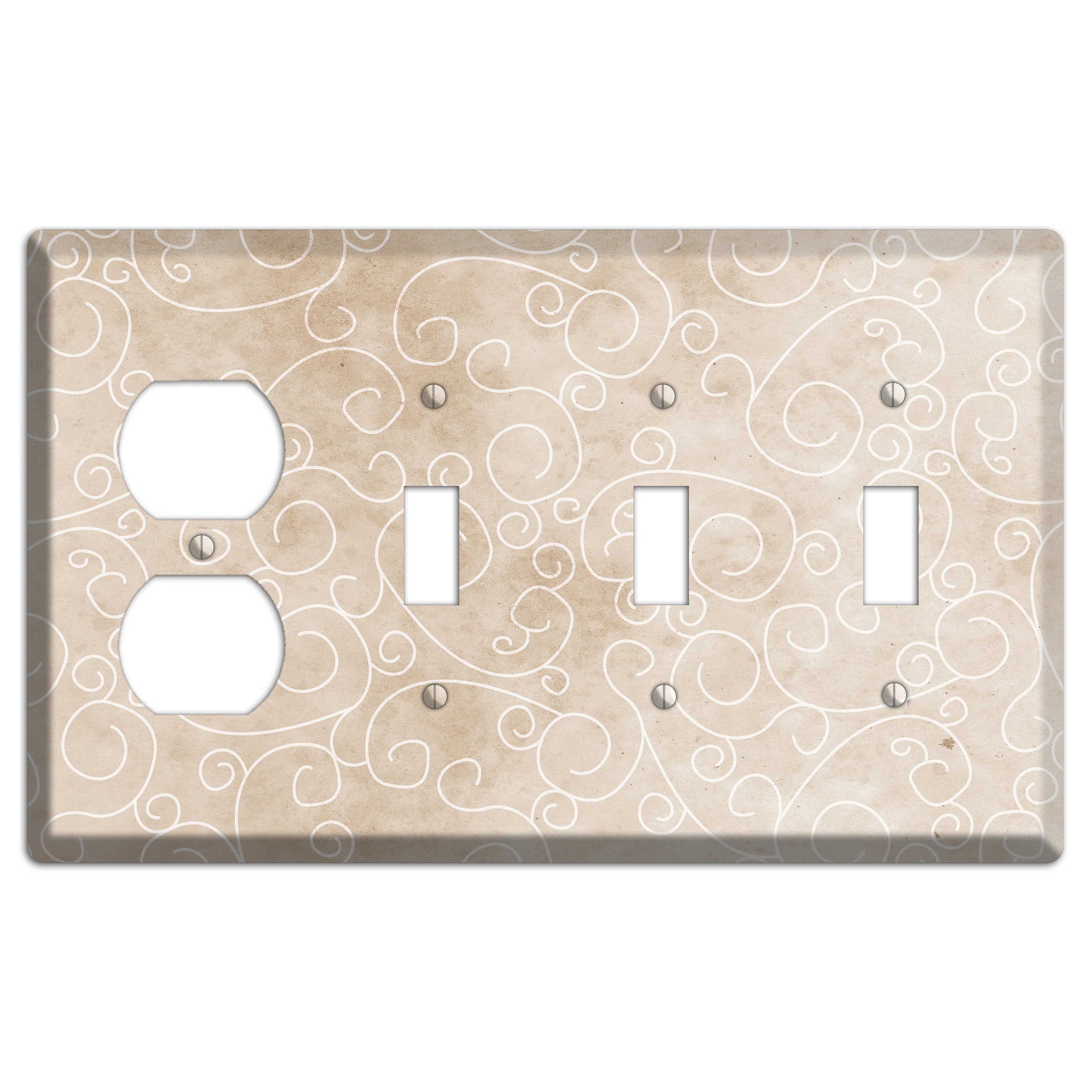 Wafer Neutral Texture Duplex / 3 Toggle Wallplate