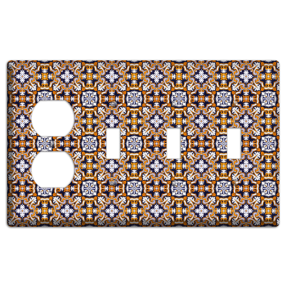 Tavira Tiles 6 Duplex / 3 Toggle Wallplate