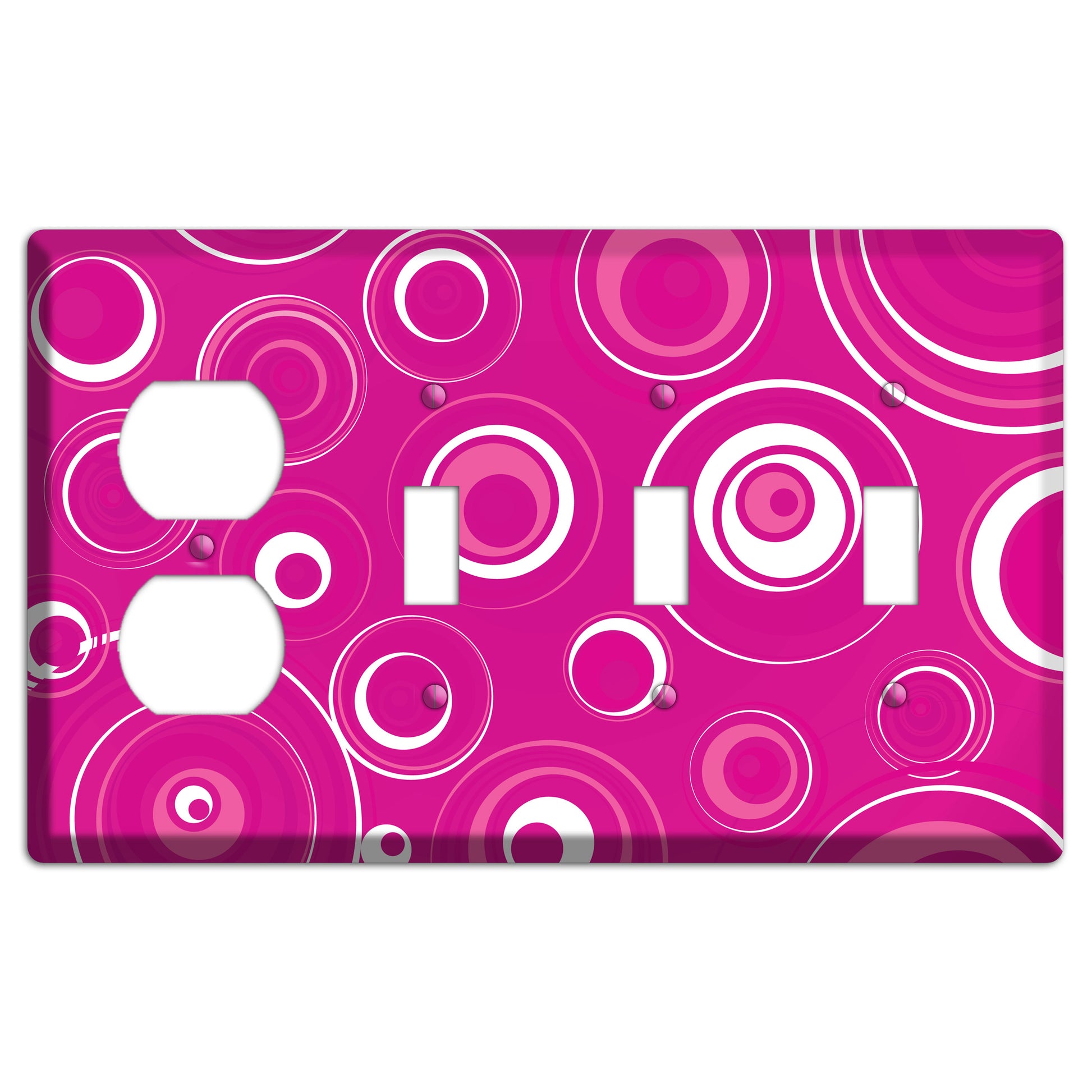 Dark Pink Circles Duplex / 3 Toggle Wallplate