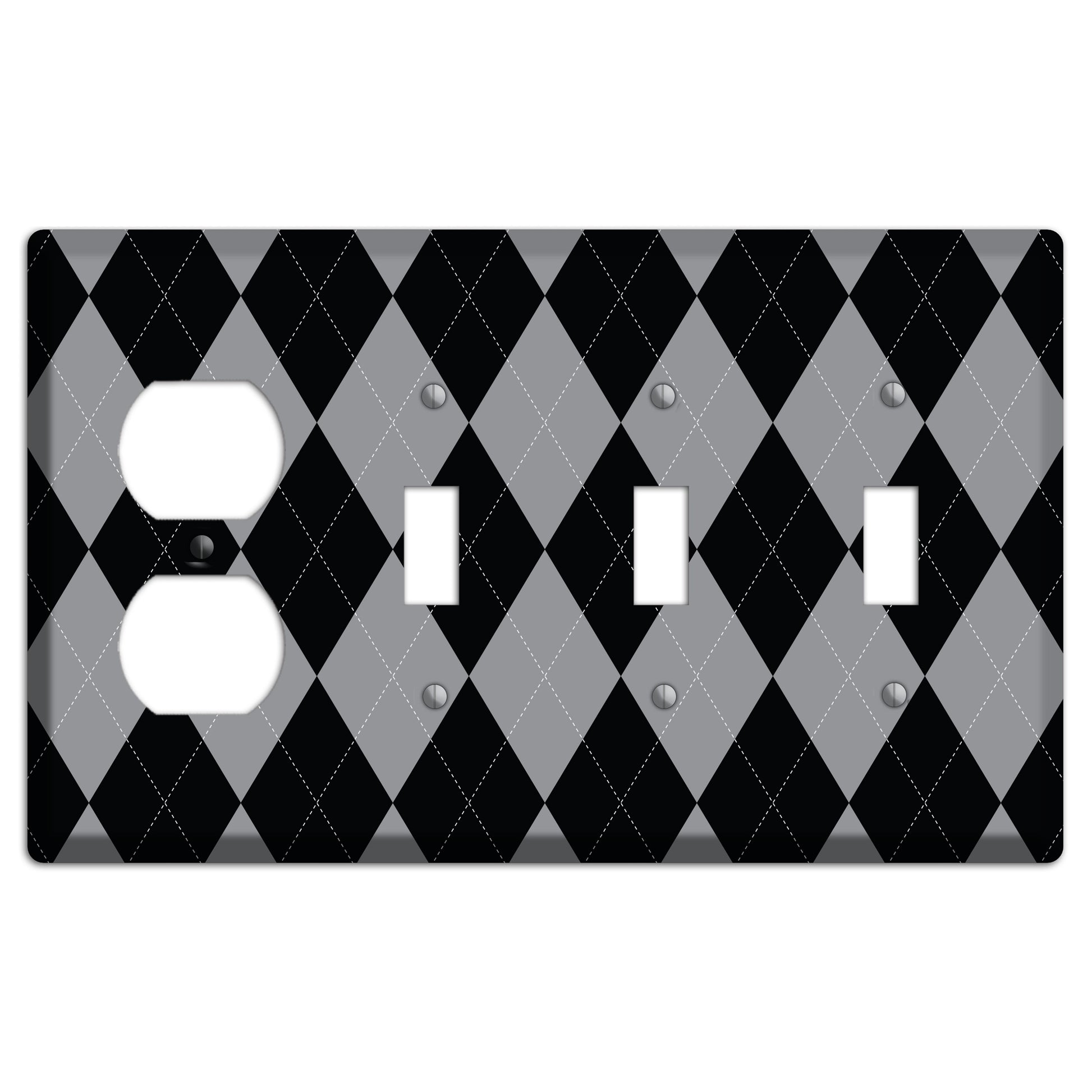 Light Purple and Black Duplex / 3 Toggle Wallplate