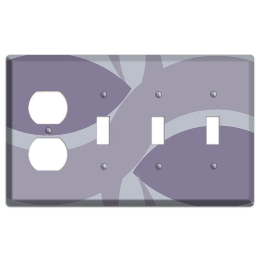 Grey and Lavender Abstract Duplex / 3 Toggle Wallplate