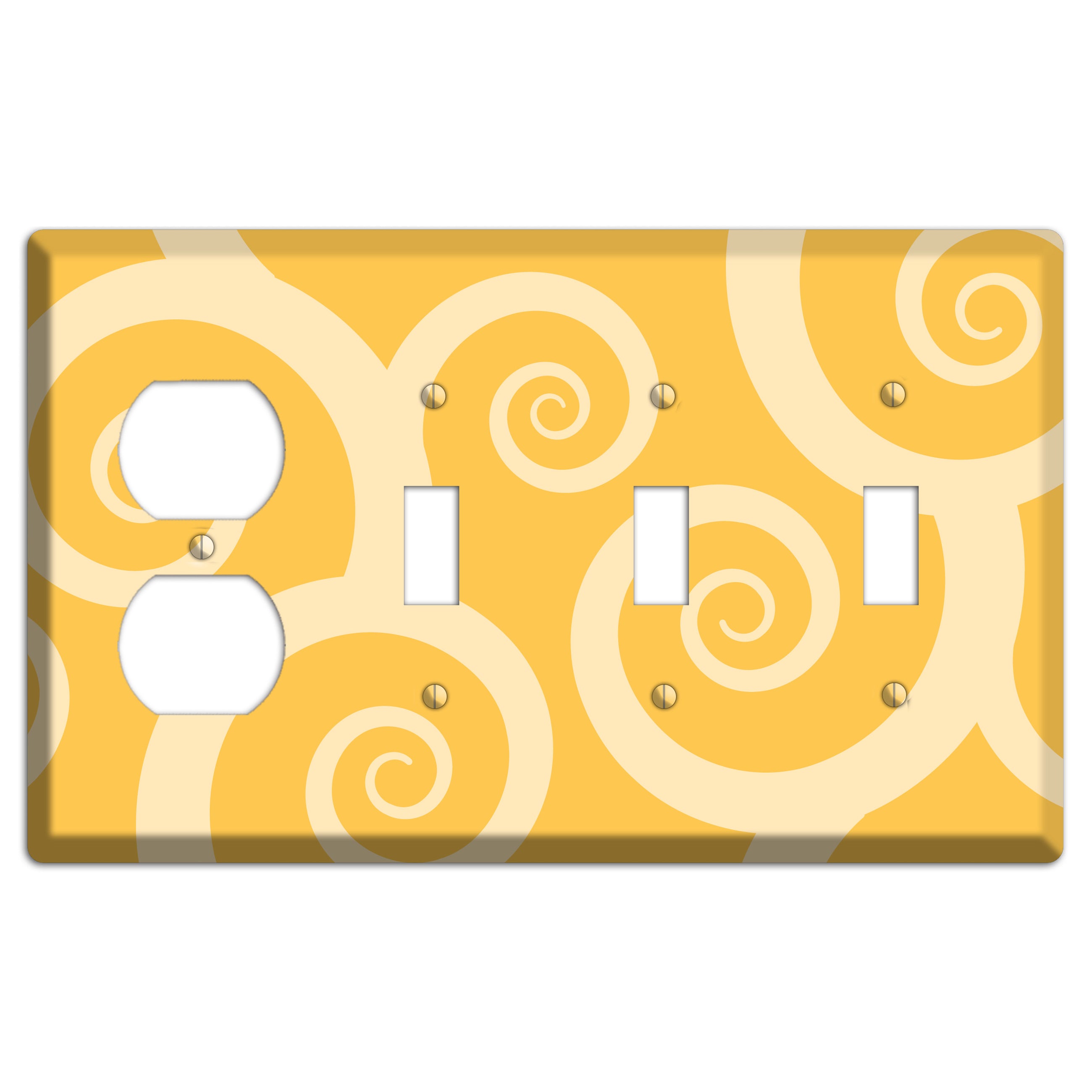 Yellow Tones Large Swirl Duplex / 3 Toggle Wallplate