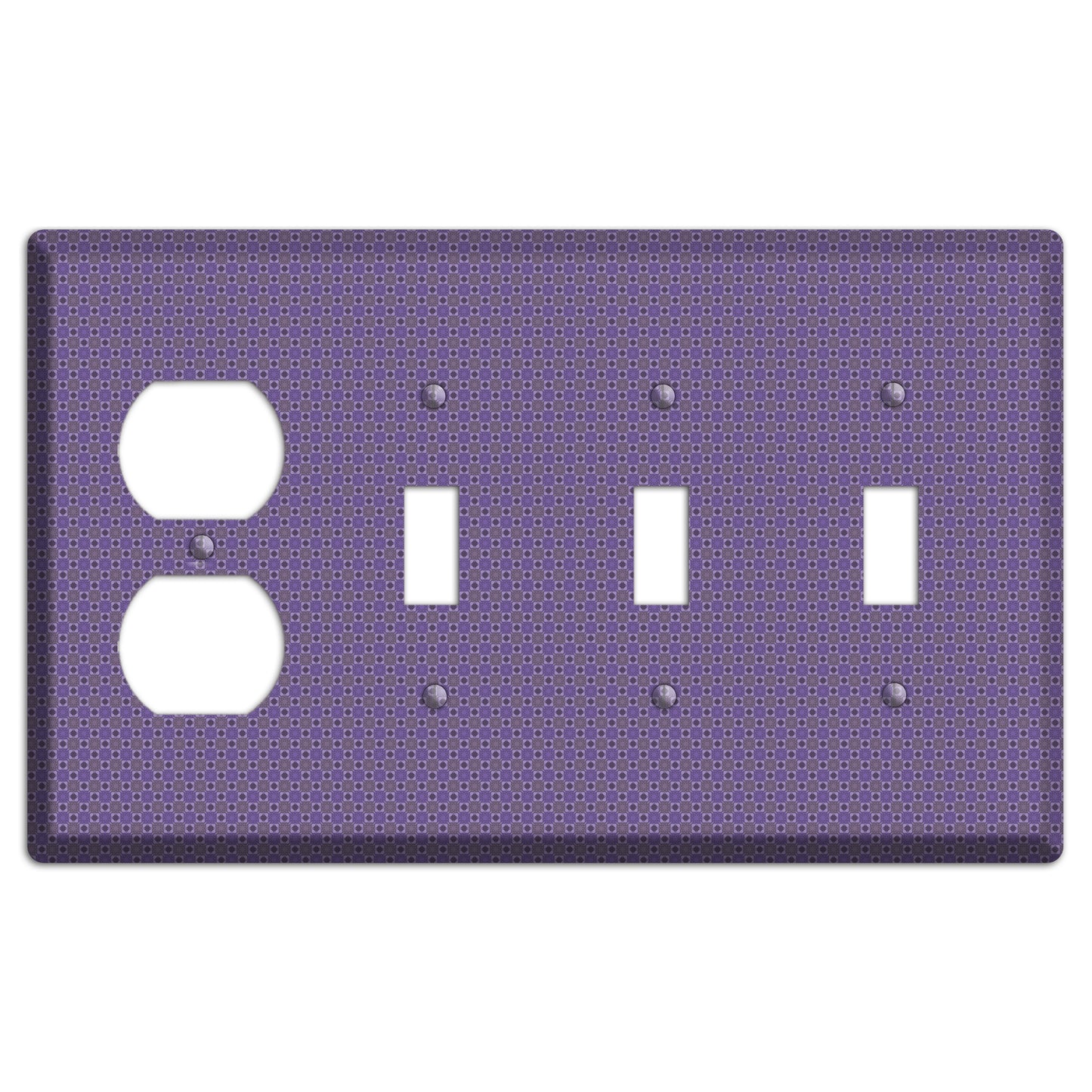 Multi Purple Tiled Duplex / 3 Toggle Wallplate