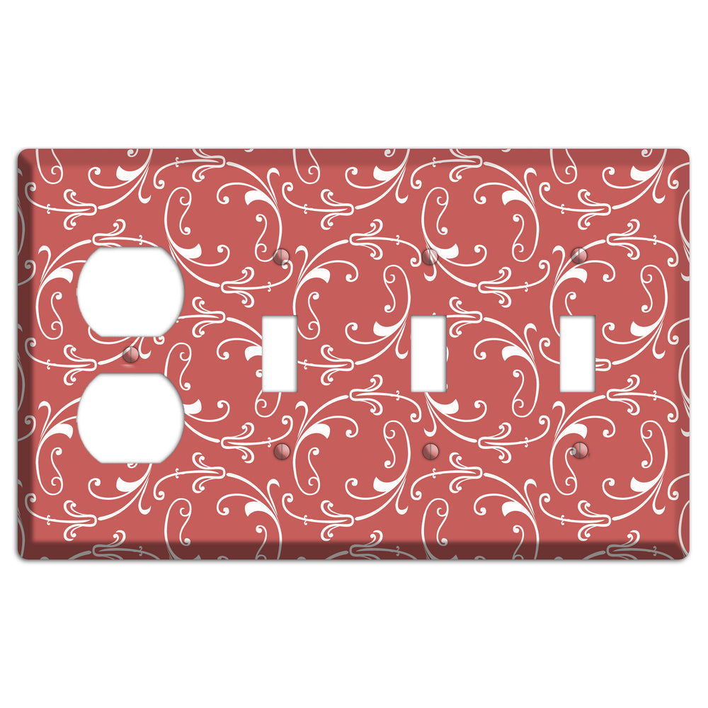 Brick Victorian Sprig Duplex / 3 Toggle Wallplate